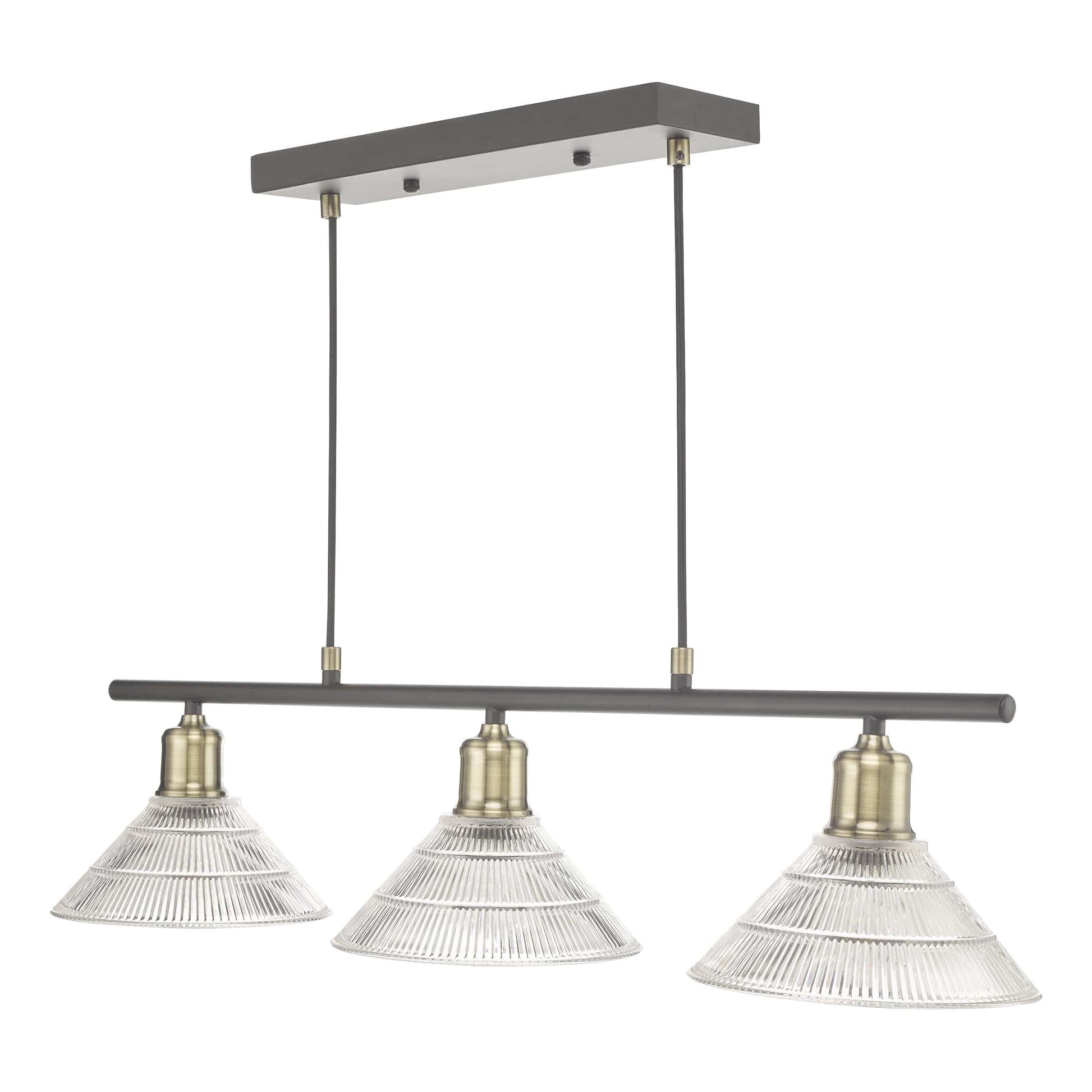 dar lighting Boyd 3 Light Bar Antique Brass with Glass Shade BOY0375