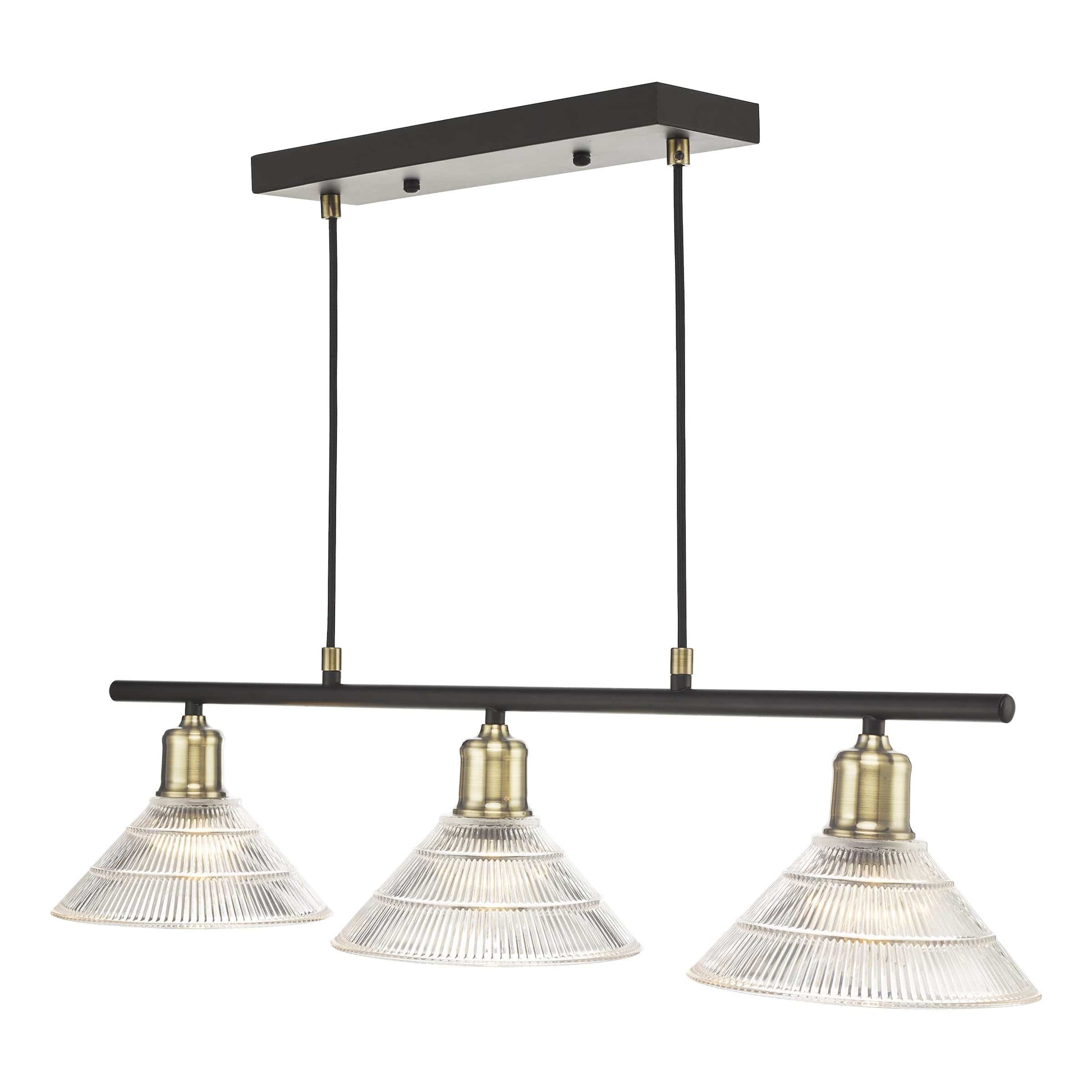 dar lighting Boyd 3 Light Bar Antique Brass with Glass Shade BOY0375