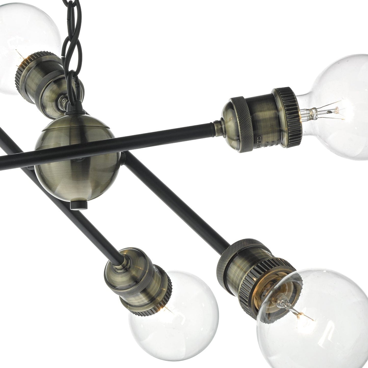 dar lighting Brigade 6 Light Pendant Black & Antique Brass BRI0654