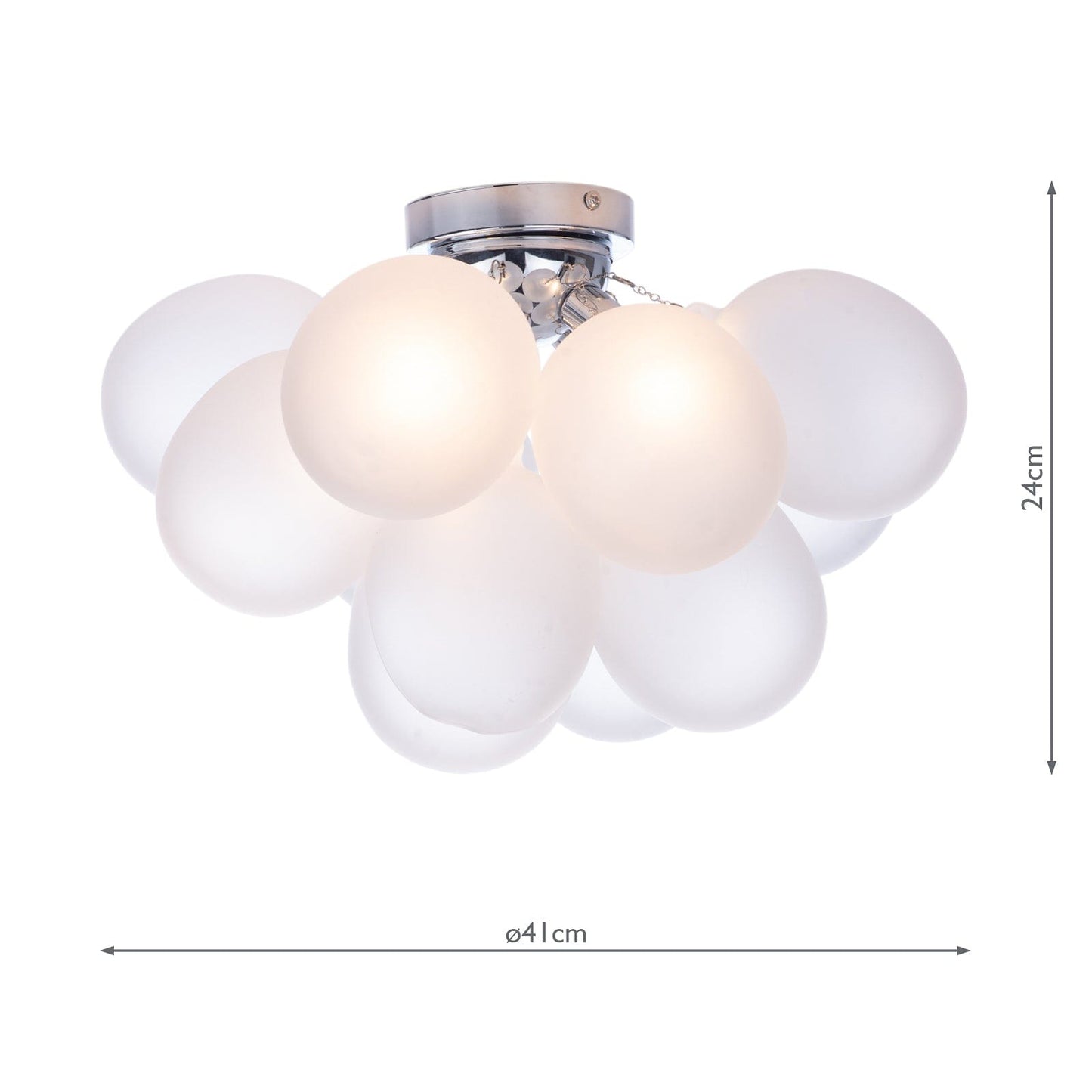 dar lighting Bubbles 4 Light Flush Polished Chrome Frosted Glass BUB5202