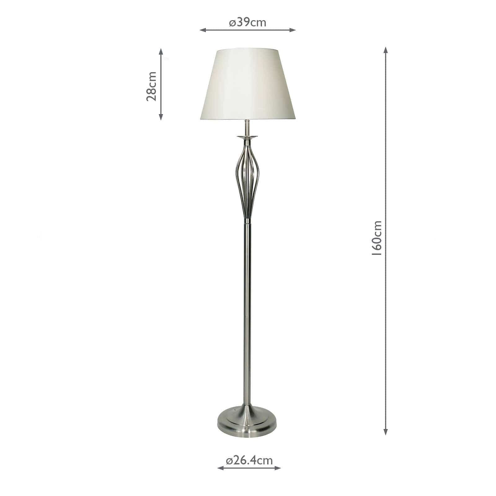 dar lighting Bybliss Floor Lamp Satin Chrome With Shade (Multipack) BYB4946