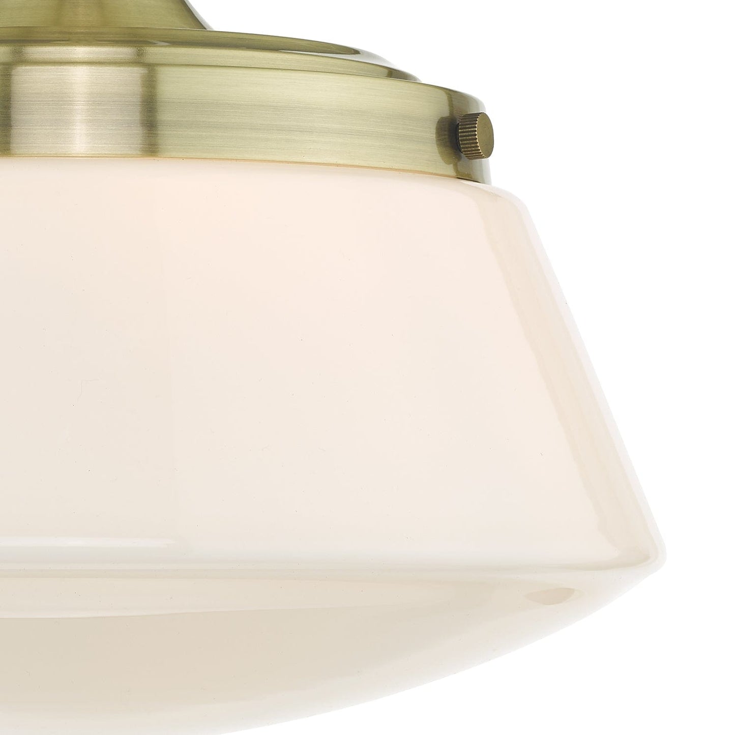 dar lighting Caden Bathroom Semi Flush Antique Brass Opal Glass IP44 CAD0175