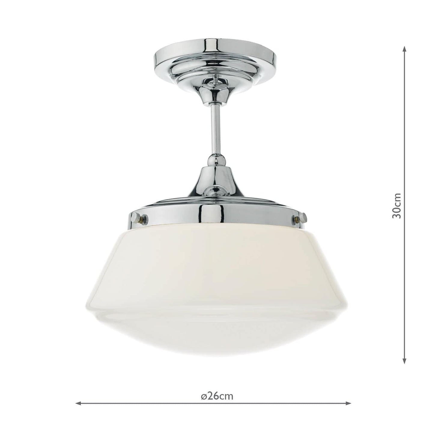 dar lighting Caden Bathroom Semi Flush Polished Chrome Opal Glass IP44 CAD0150