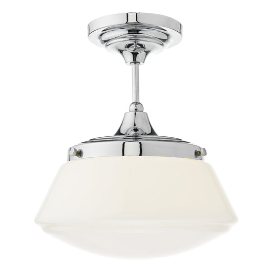 dar lighting Caden Bathroom Semi Flush Polished Chrome Opal Glass IP44 CAD0150