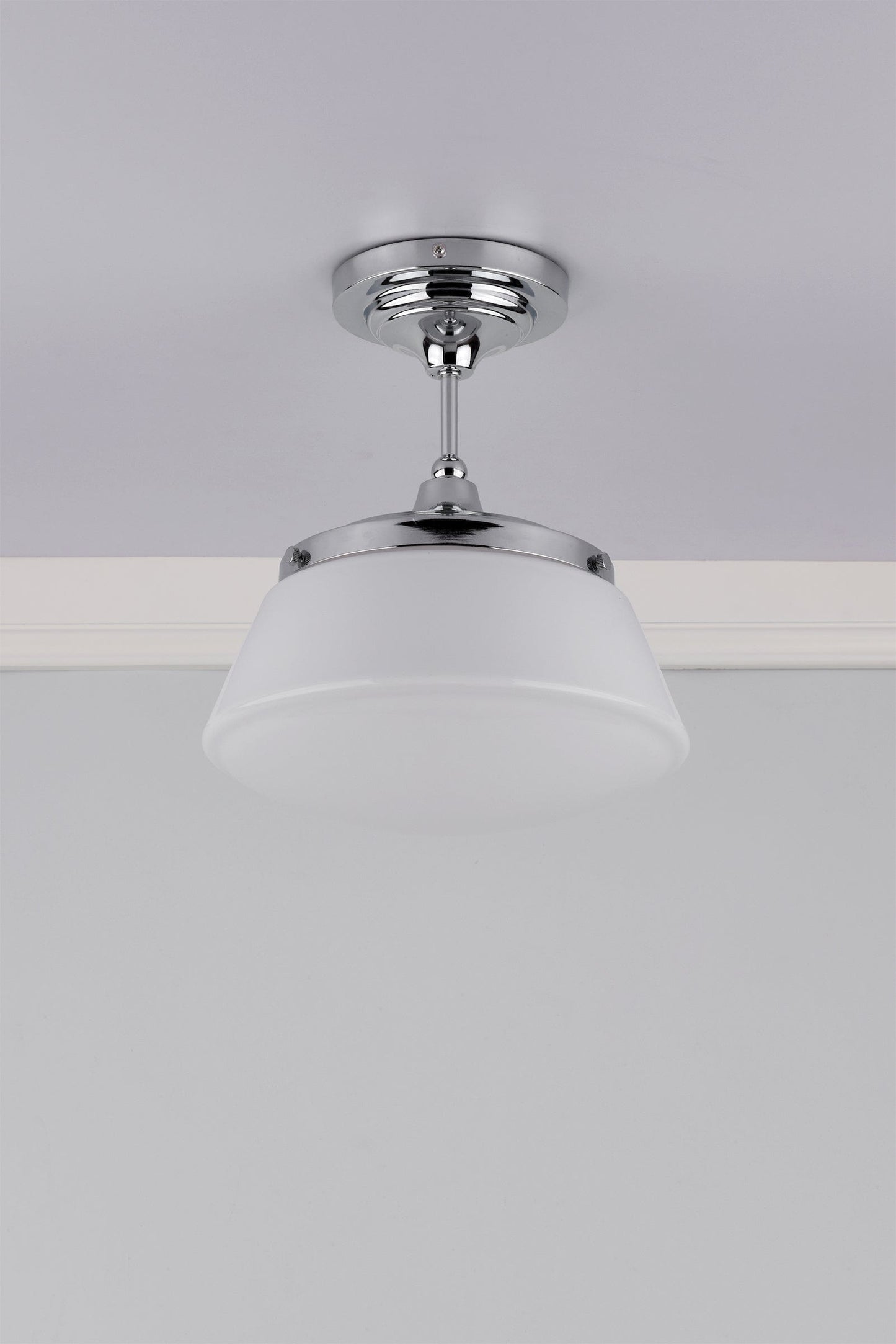 dar lighting Caden Bathroom Semi Flush Polished Chrome Opal Glass IP44 CAD0150