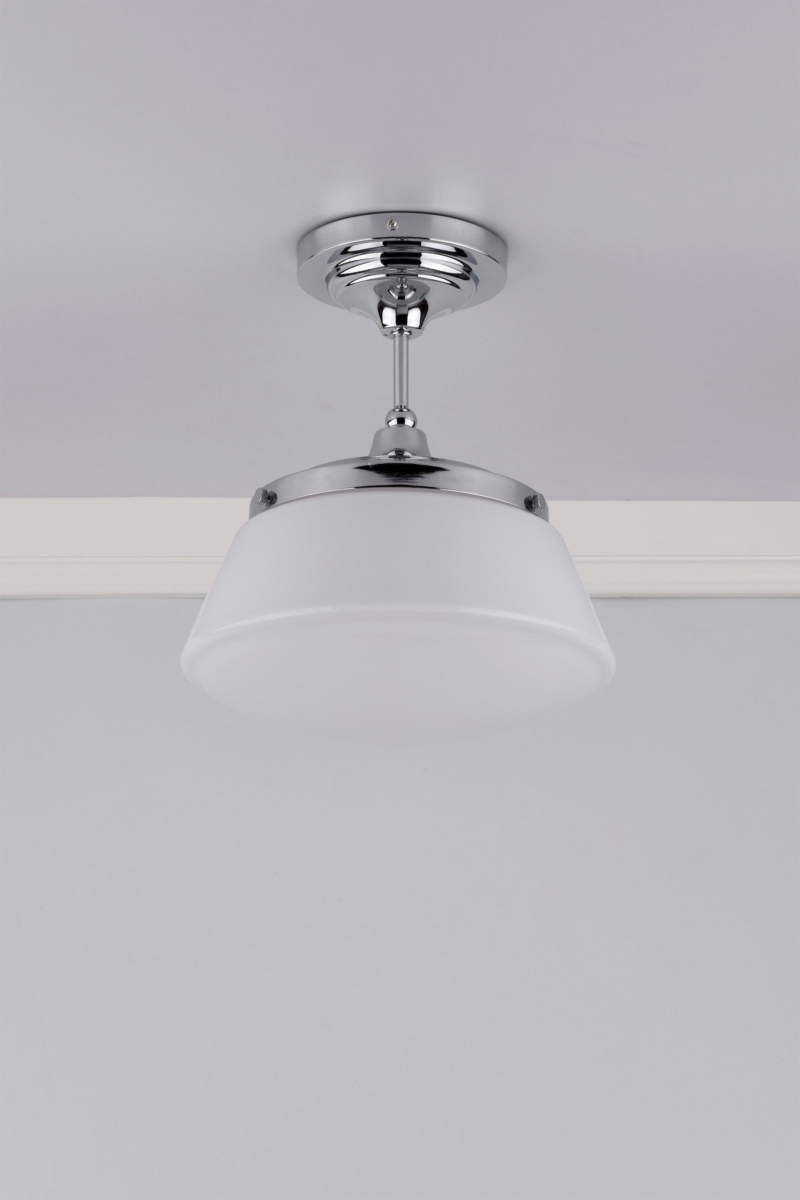 dar lighting Caden Bathroom Semi Flush Polished Chrome Opal Glass IP44 CAD0150