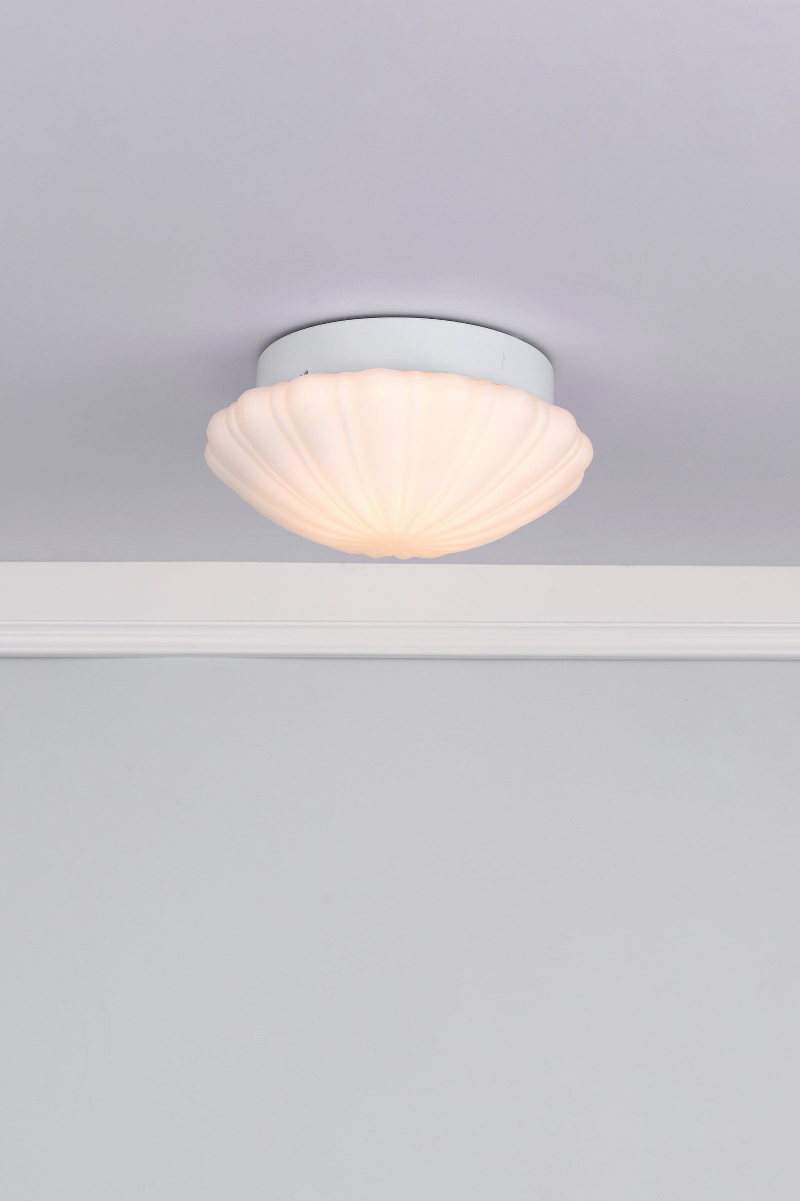 dar lighting Cafe Bathroom Flush Scalloped Opal Glass IP44 CAF502