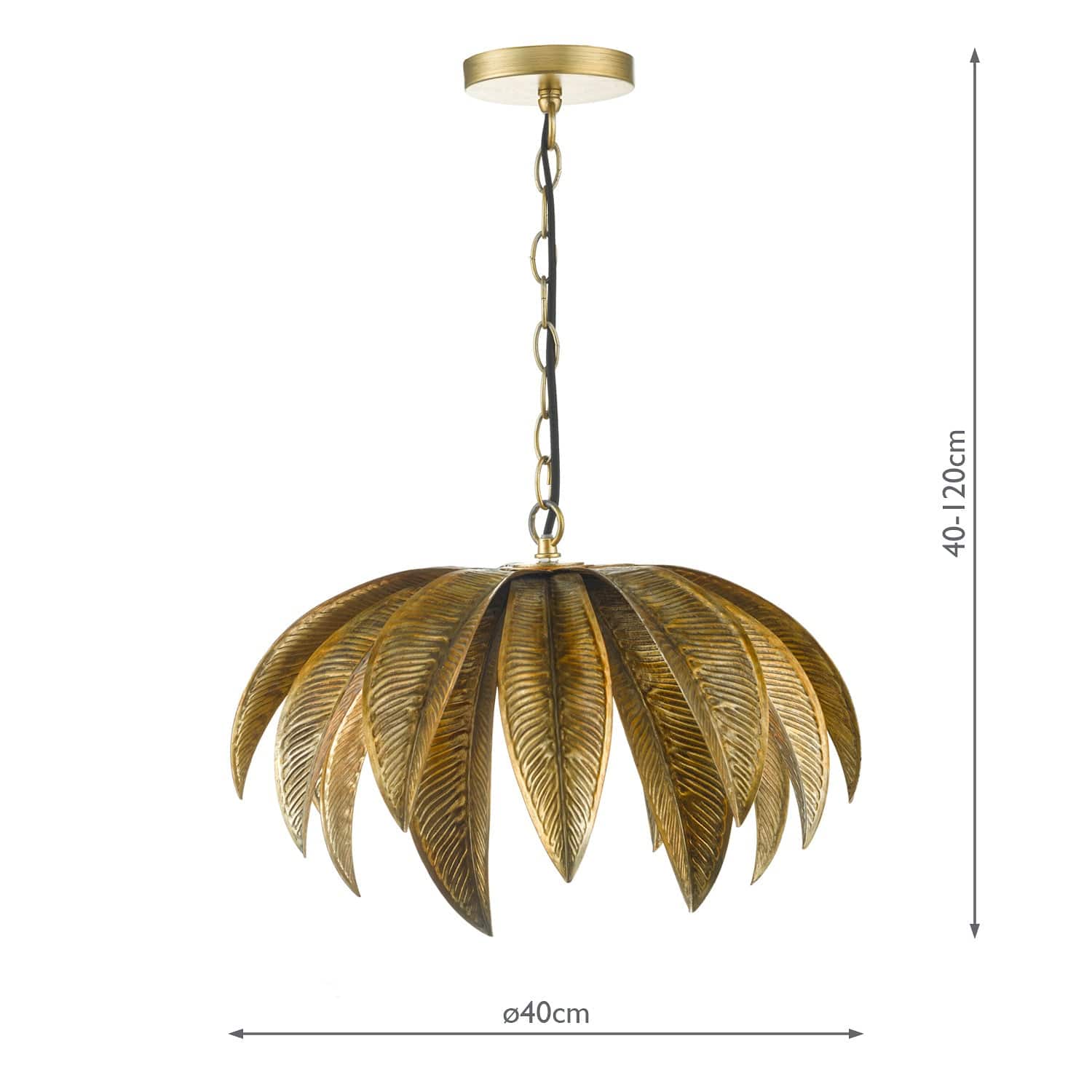 dar lighting Cara 1 Light Pendant Antique Gold CAR0135