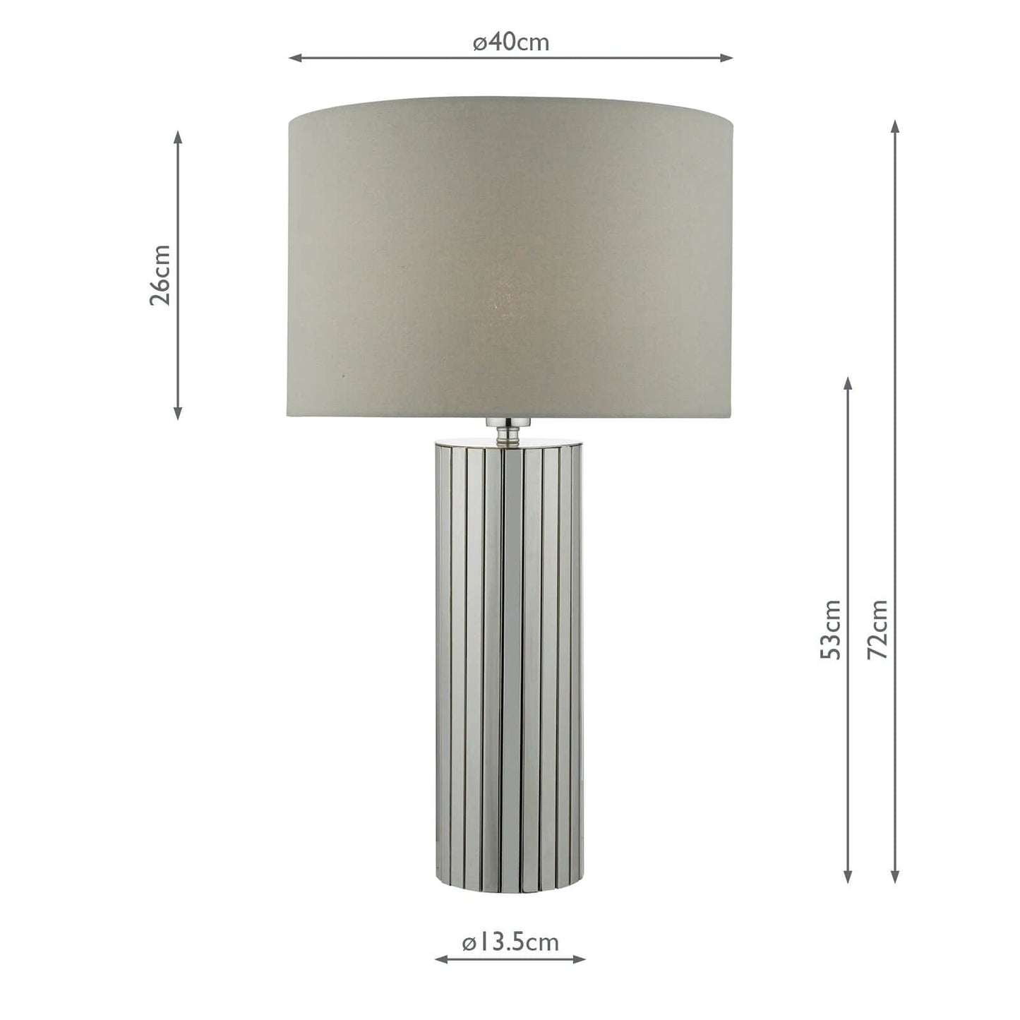 dar lighting Cassandra Table Lamp Polished Chrome With Shade CAS4250