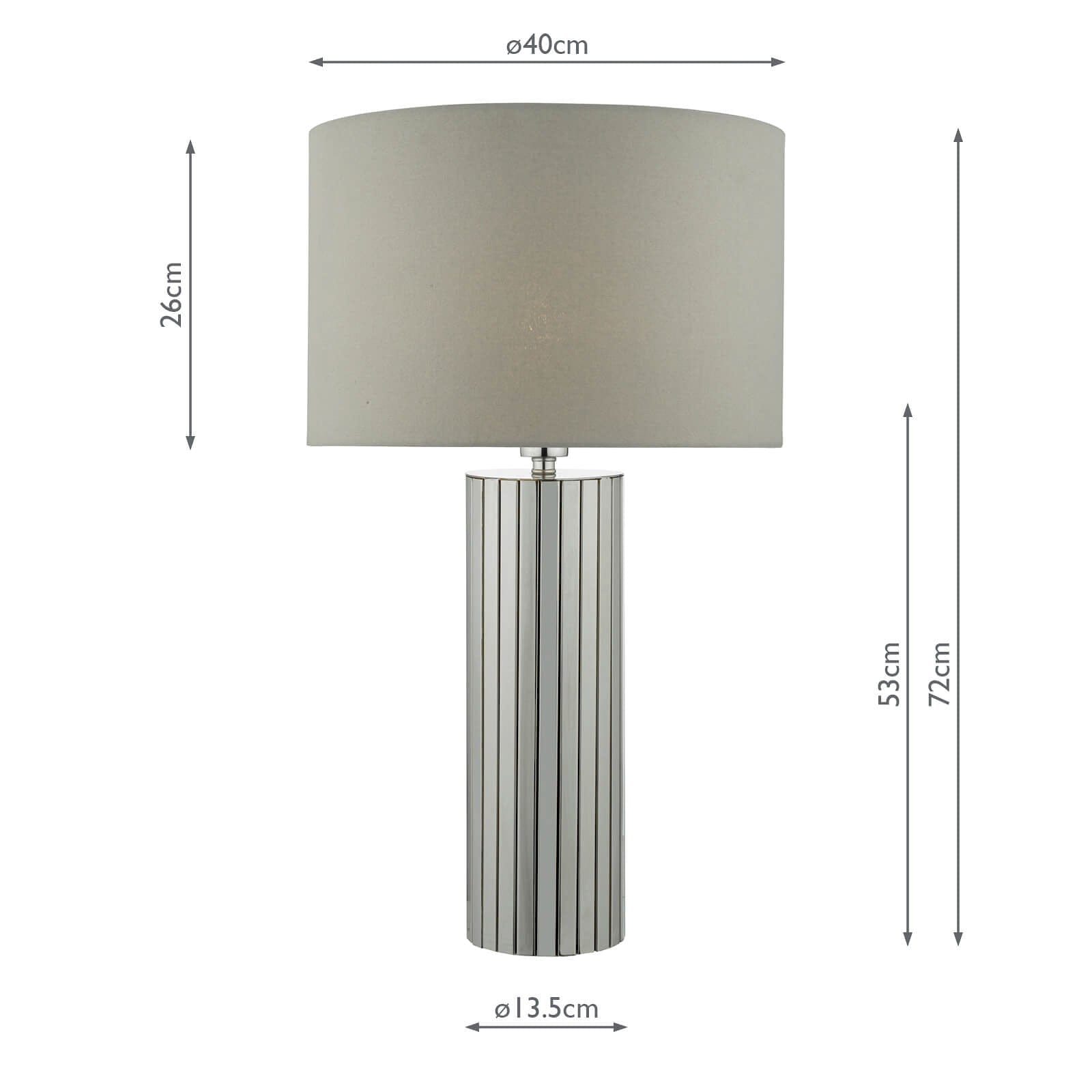 dar lighting Cassandra Table Lamp Polished Chrome With Shade CAS4250