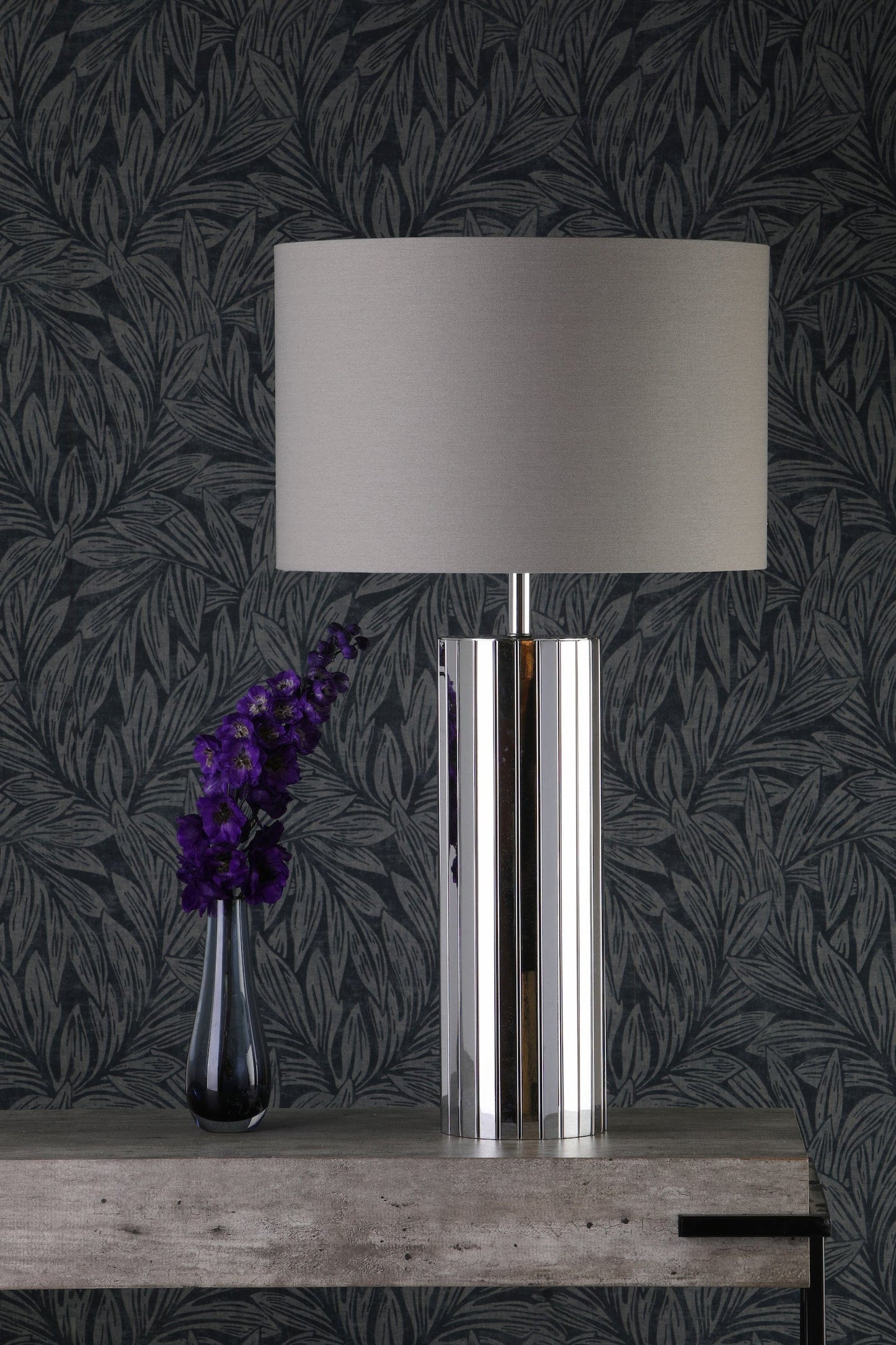 dar lighting Cassandra Table Lamp Polished Chrome With Shade CAS4250