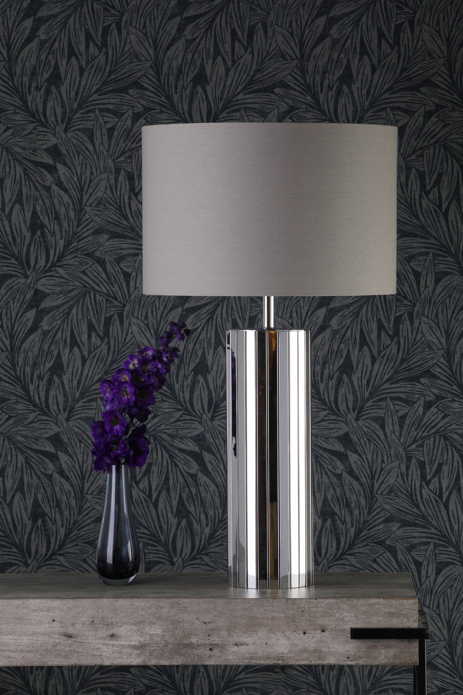 dar lighting Cassandra Table Lamp Polished Chrome With Shade CAS4250