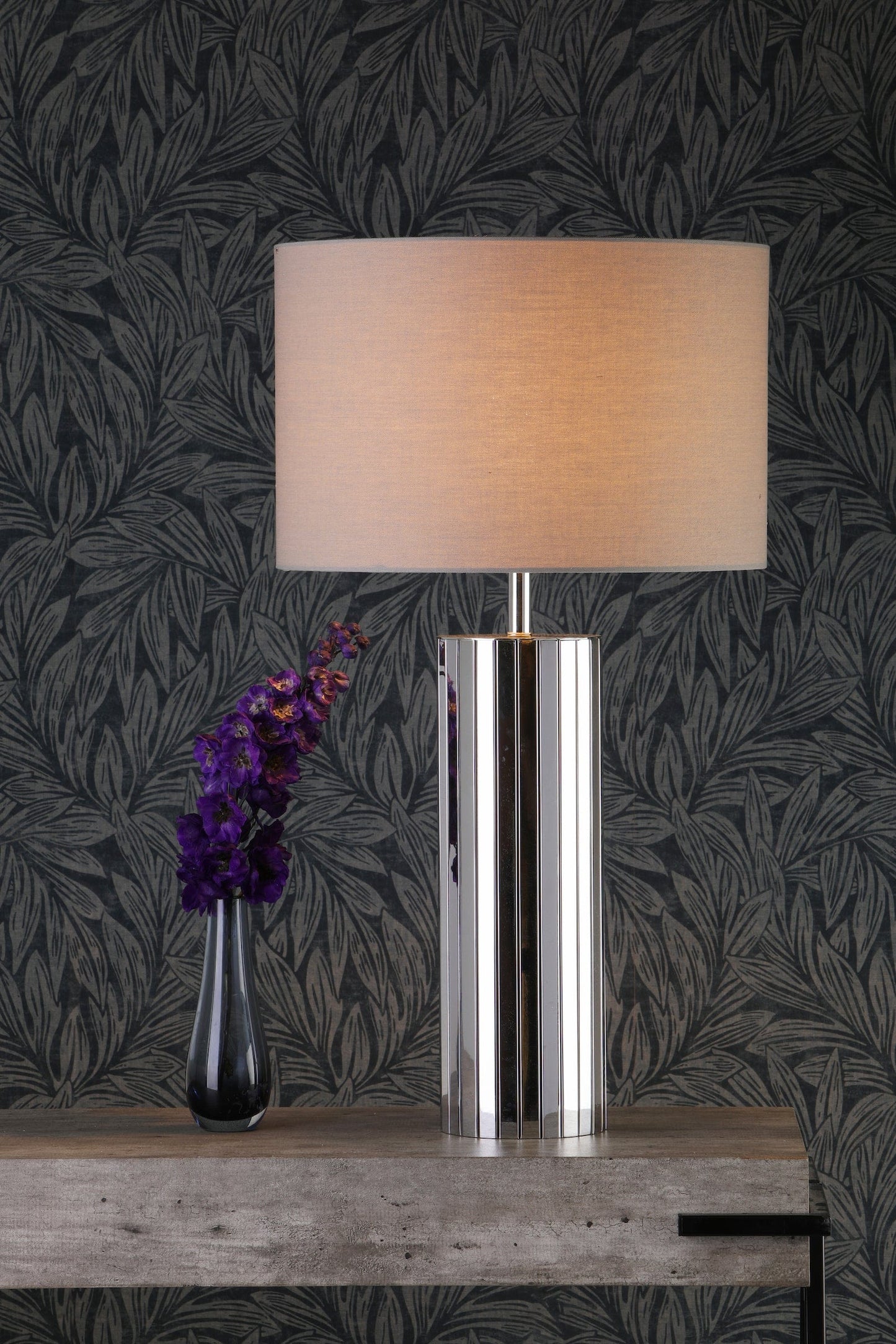 dar lighting Cassandra Table Lamp Polished Chrome With Shade CAS4250