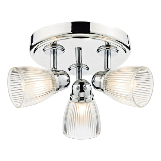 dar lighting Cedric Bathroom 3 Light Spotlight Polished Chrome Glass IP44 CED7638