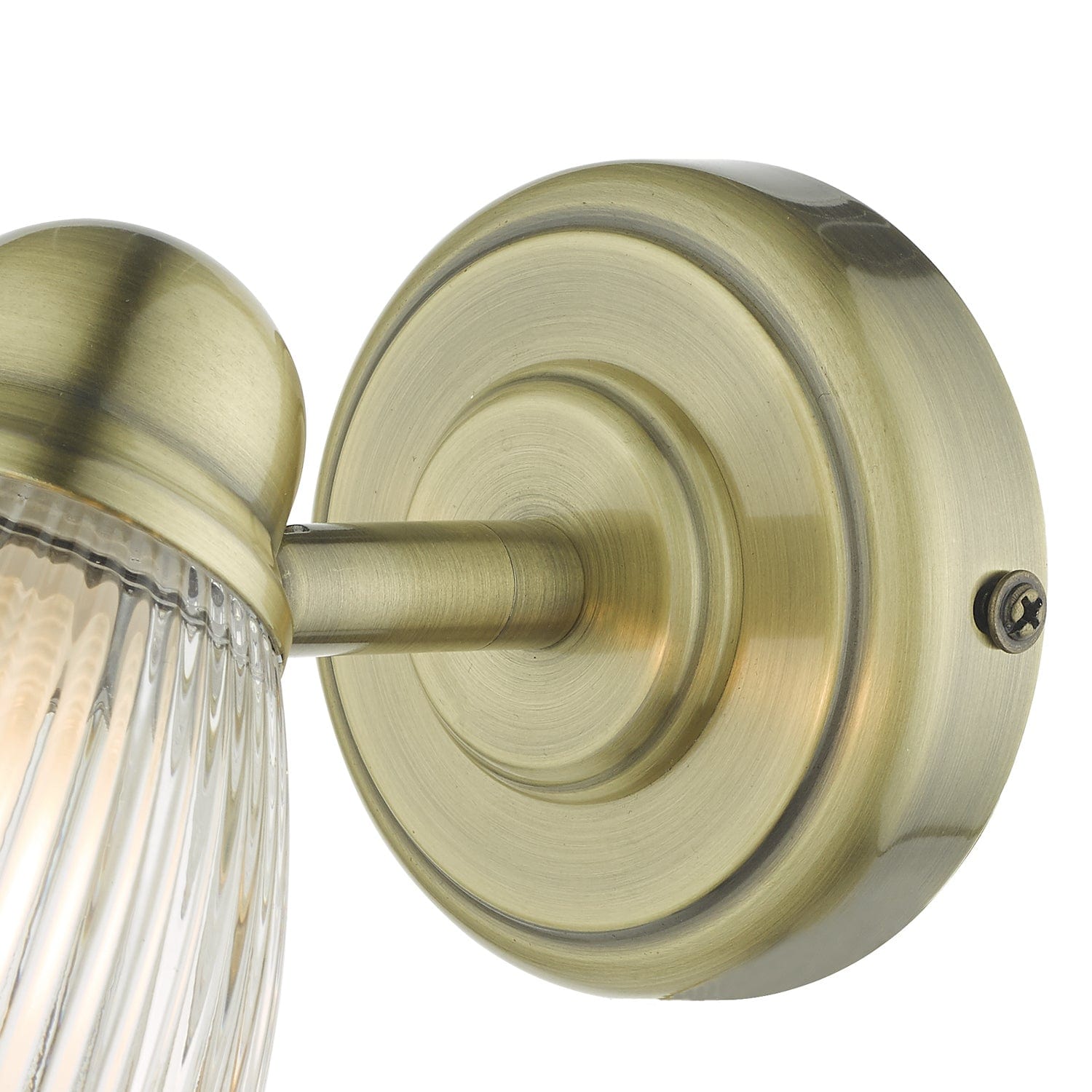 dar lighting Cedric Bathroom Single Wall Spotlight Antique Brass Glass IP44 CED0775