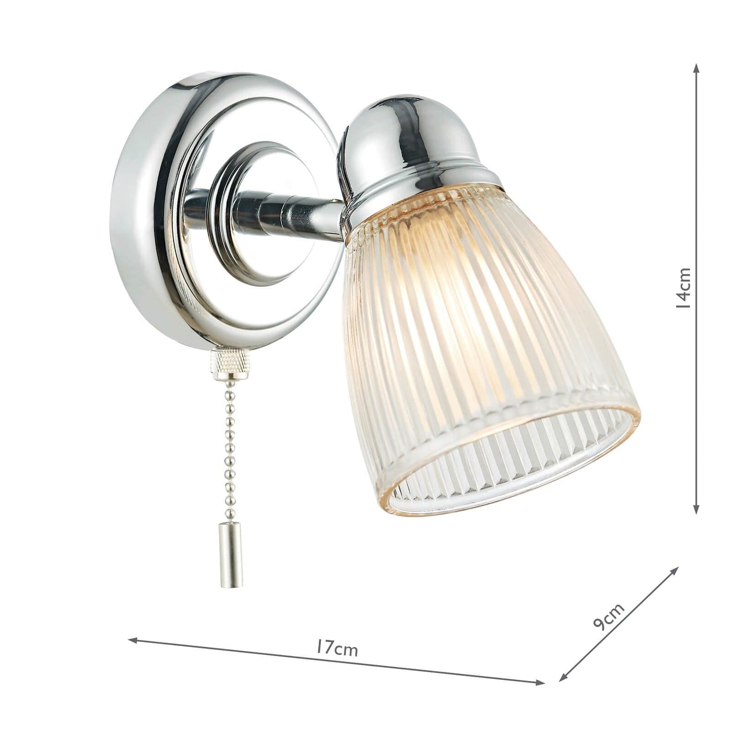 dar lighting Cedric Bathroom Single Wall Spotlight Polished Chrome Glass IP44 CED0738