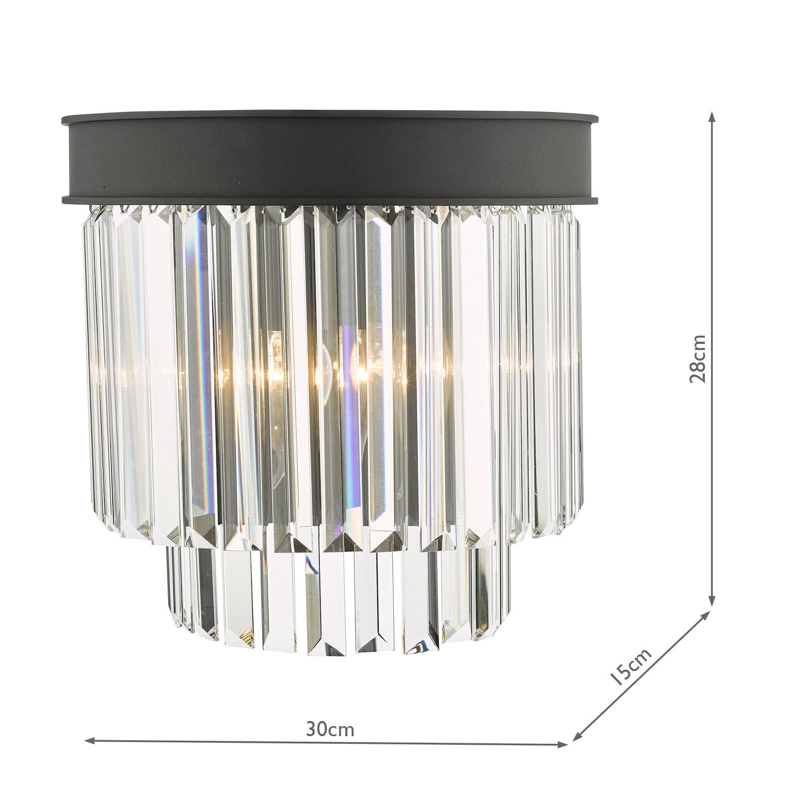 dar lighting Celeus 2 Light Wall Light Anthracite & Crystal CEL0922