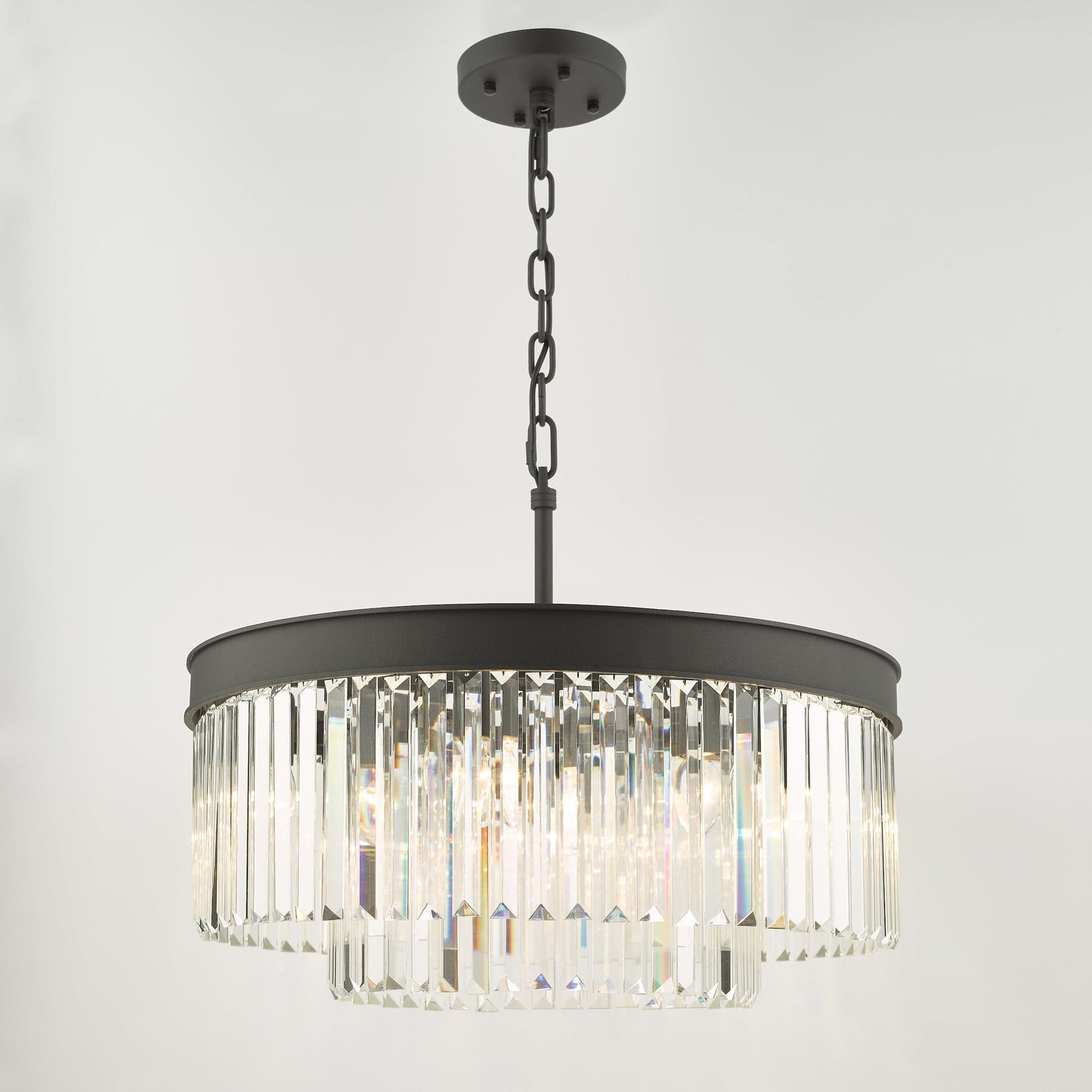 dar lighting Celeus 6 Light Chandelier Anthracite & Crystal CEL0622