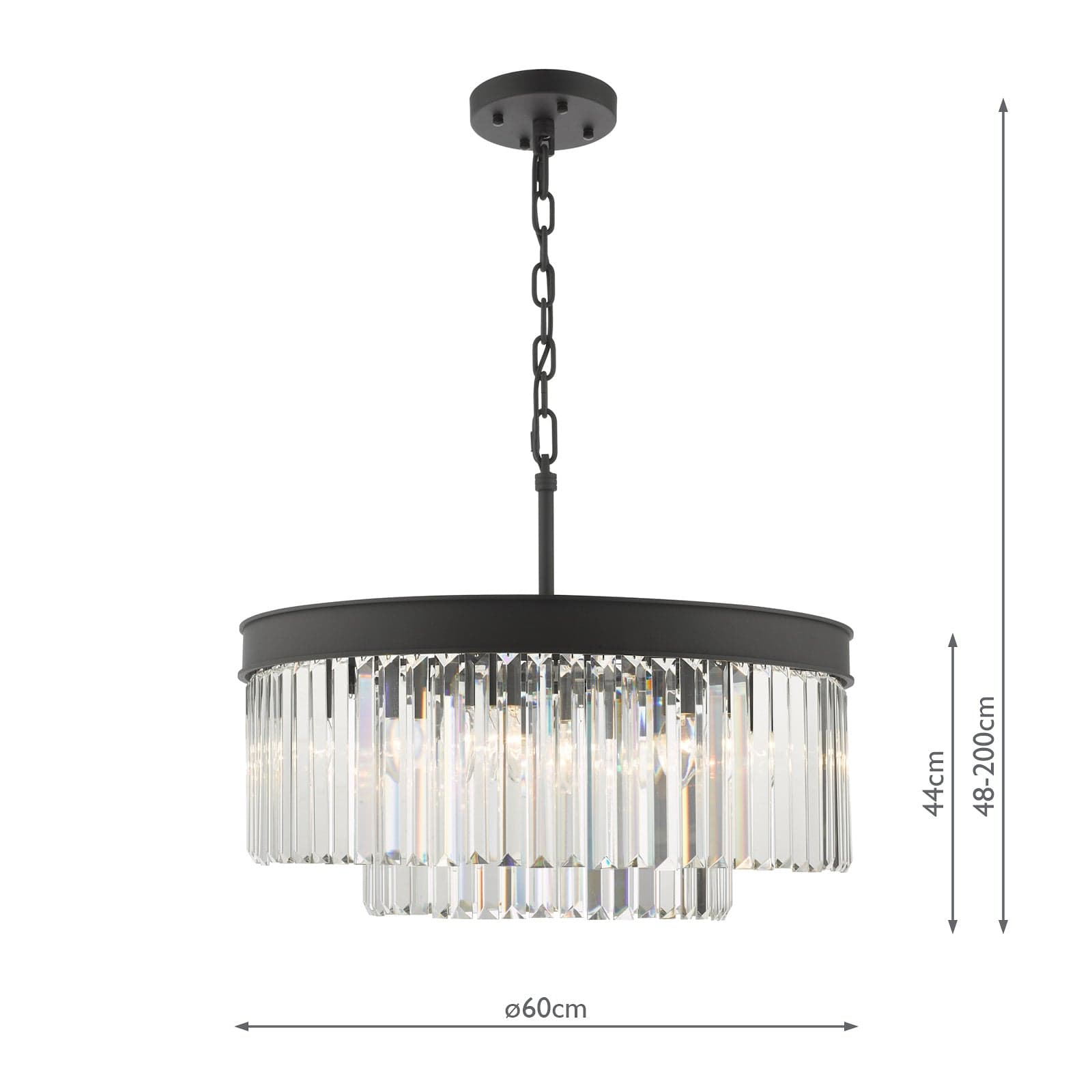 dar lighting Celeus 6 Light Chandelier Anthracite & Crystal CEL0622