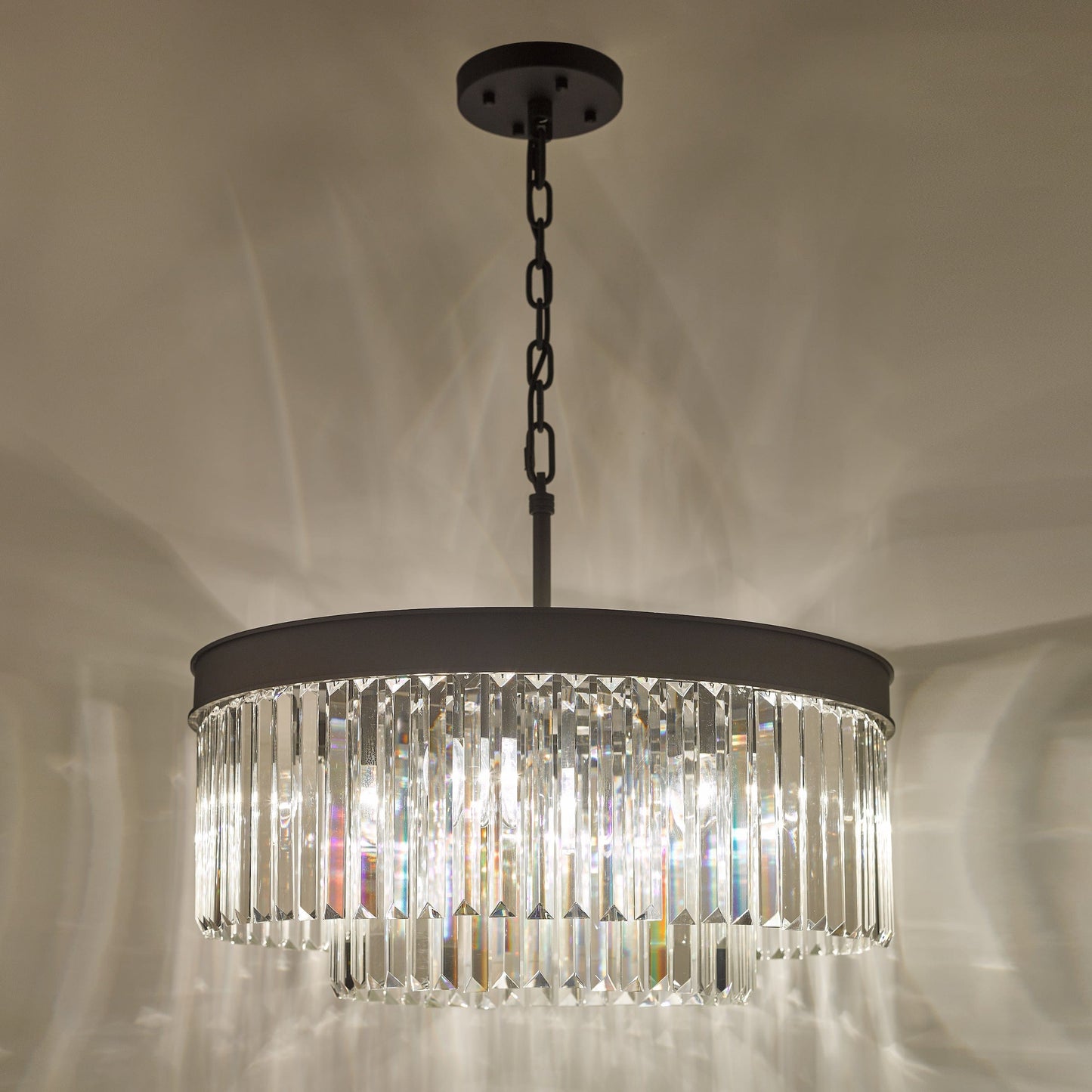 dar lighting Celeus 6 Light Chandelier Anthracite & Crystal CEL0622