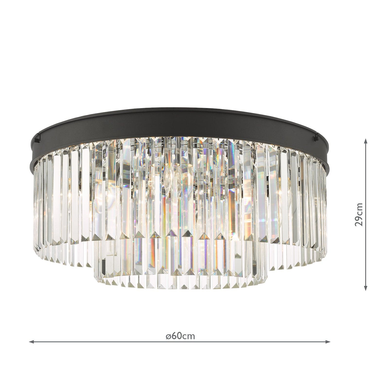 dar lighting Celeus 6 Light Flush Matt Anthracite & Crystal CEL4822