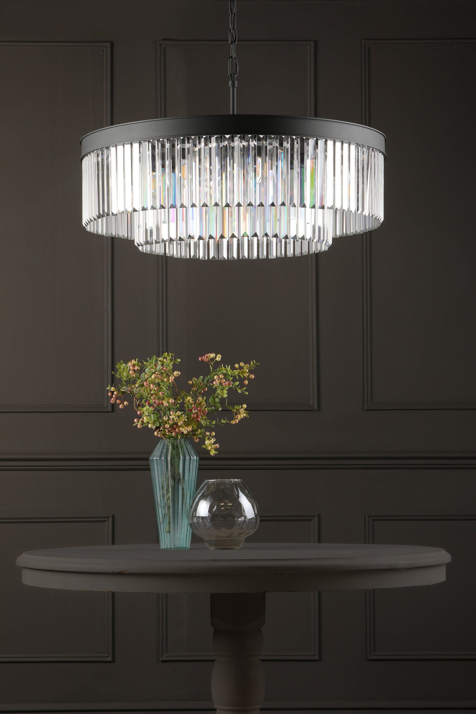 dar lighting Celeus 8 Light Chandelier Anthracite & Crystal CEL0822