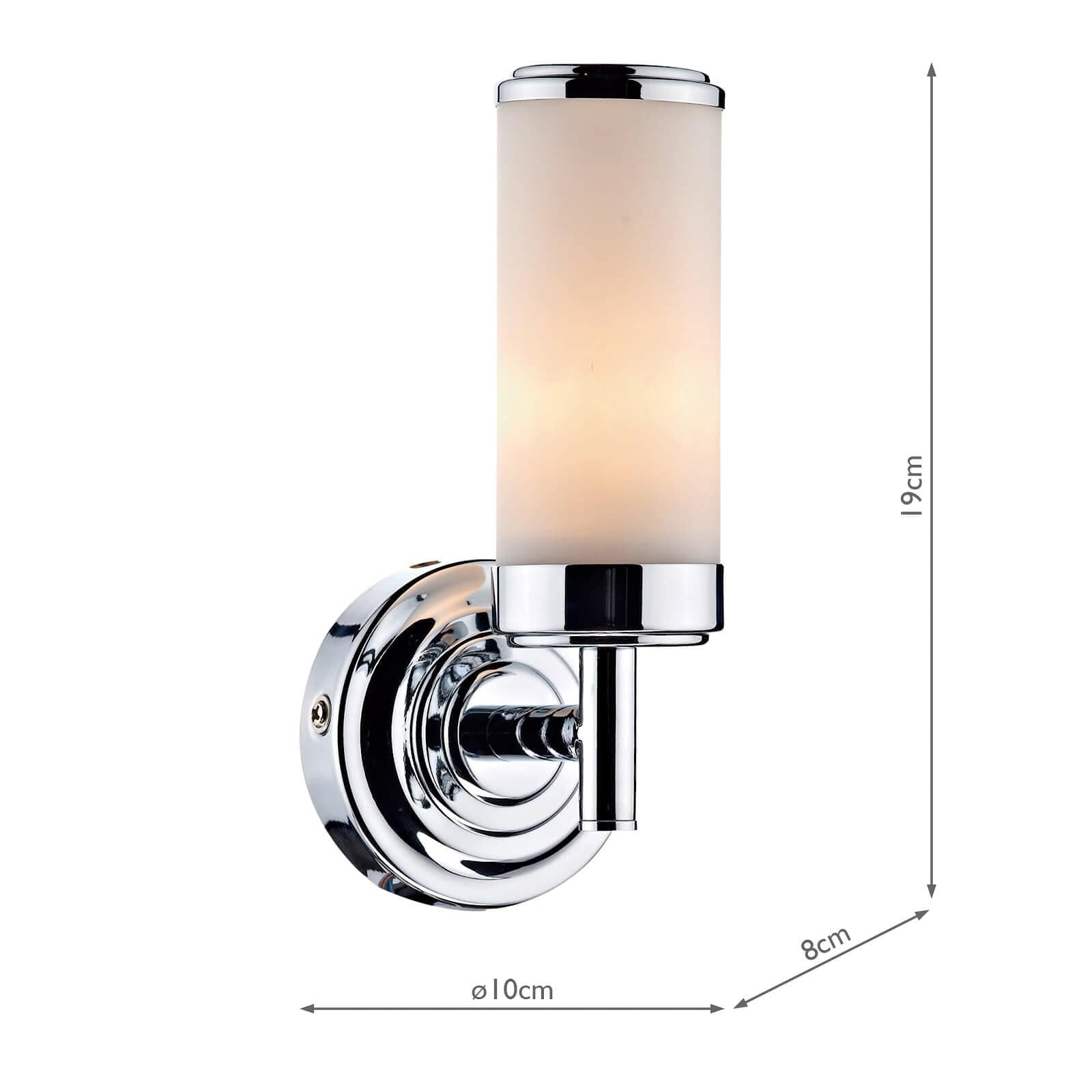 dar lighting Century Bathroom Wall Light Polished Chrome Opal Glass IP44 CEN0750