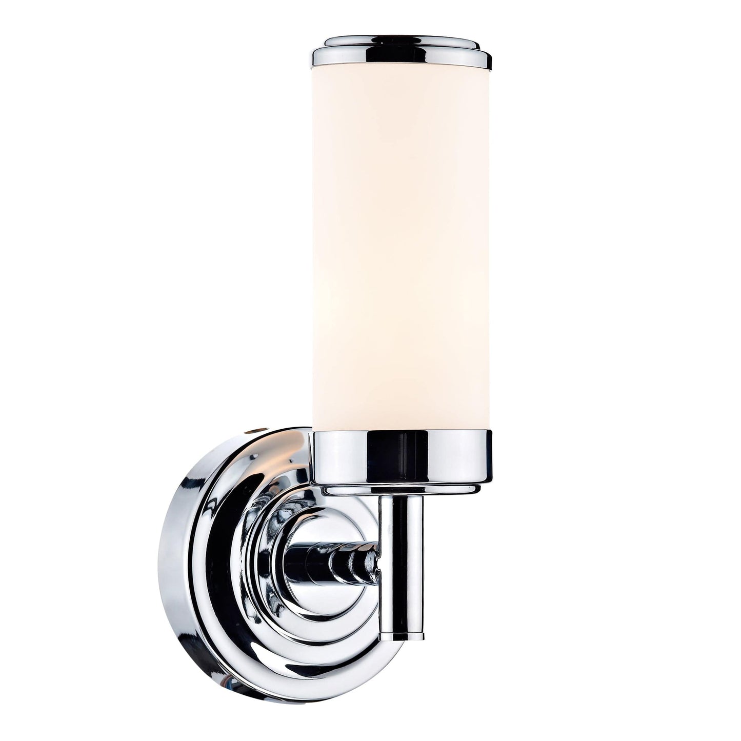 dar lighting Century Bathroom Wall Light Polished Chrome Opal Glass IP44 CEN0750