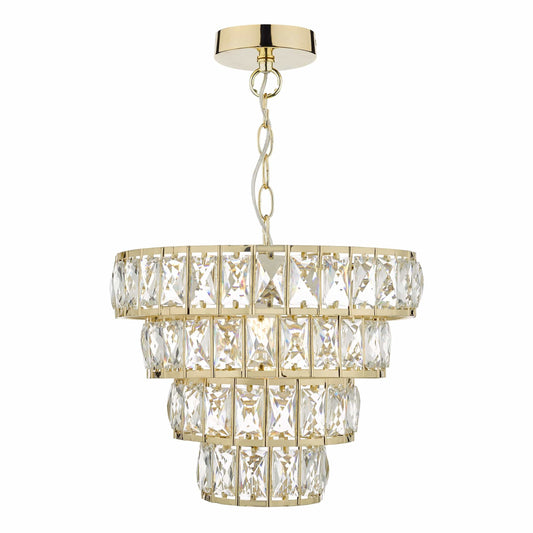 dar lighting Cerys Single Pendant Polished Gold and Crystal CER0135
