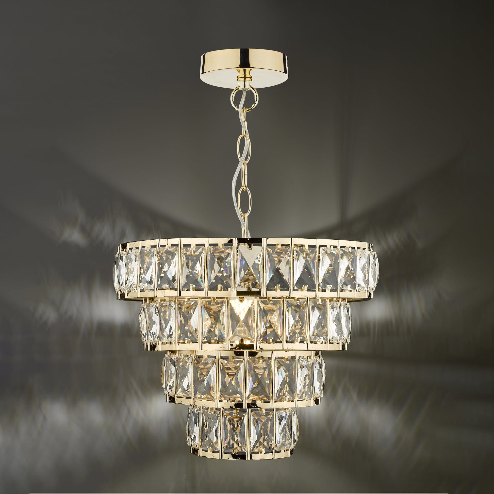dar lighting Cerys Single Pendant Polished Gold and Crystal CER0135