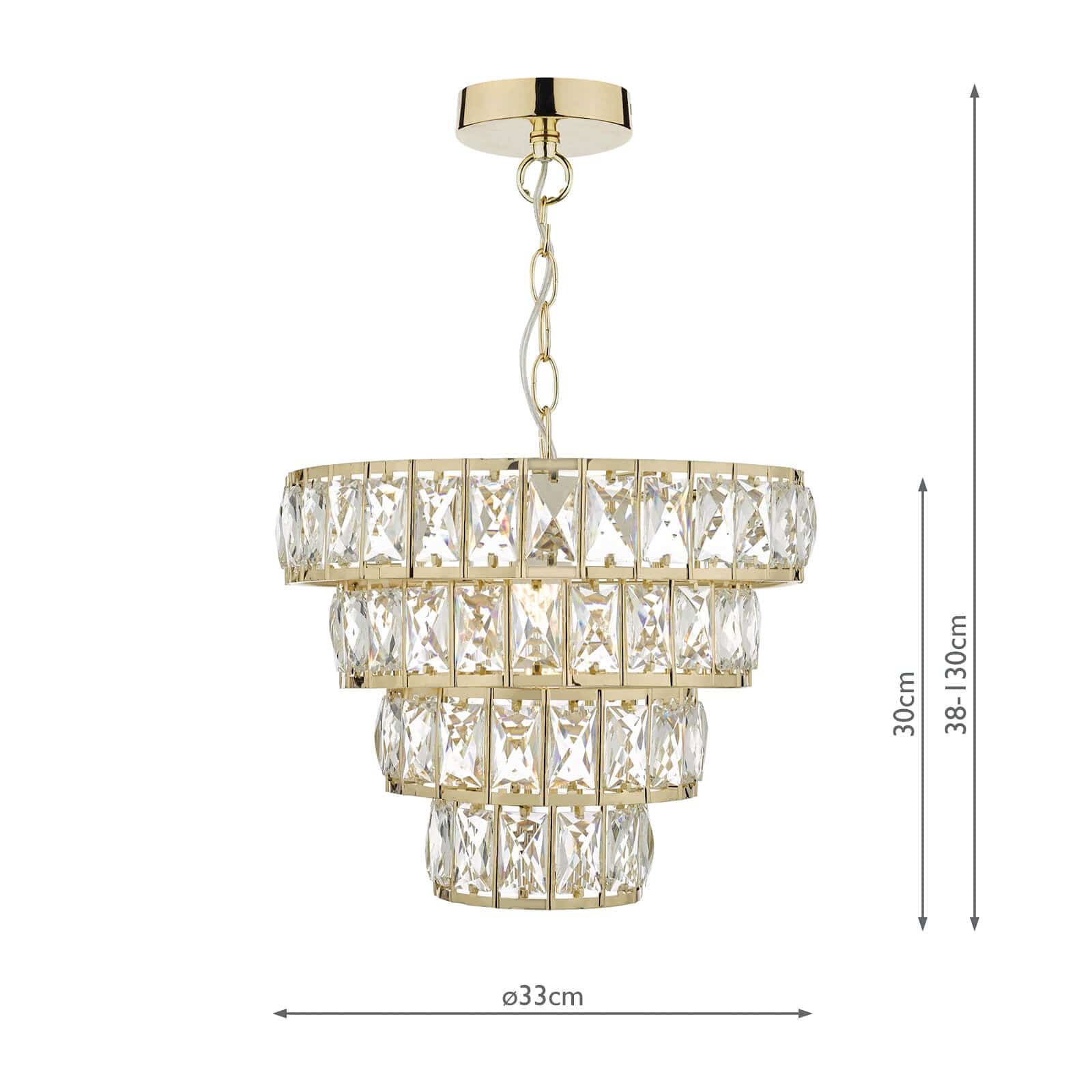 dar lighting Cerys Single Pendant Polished Gold and Crystal CER0135