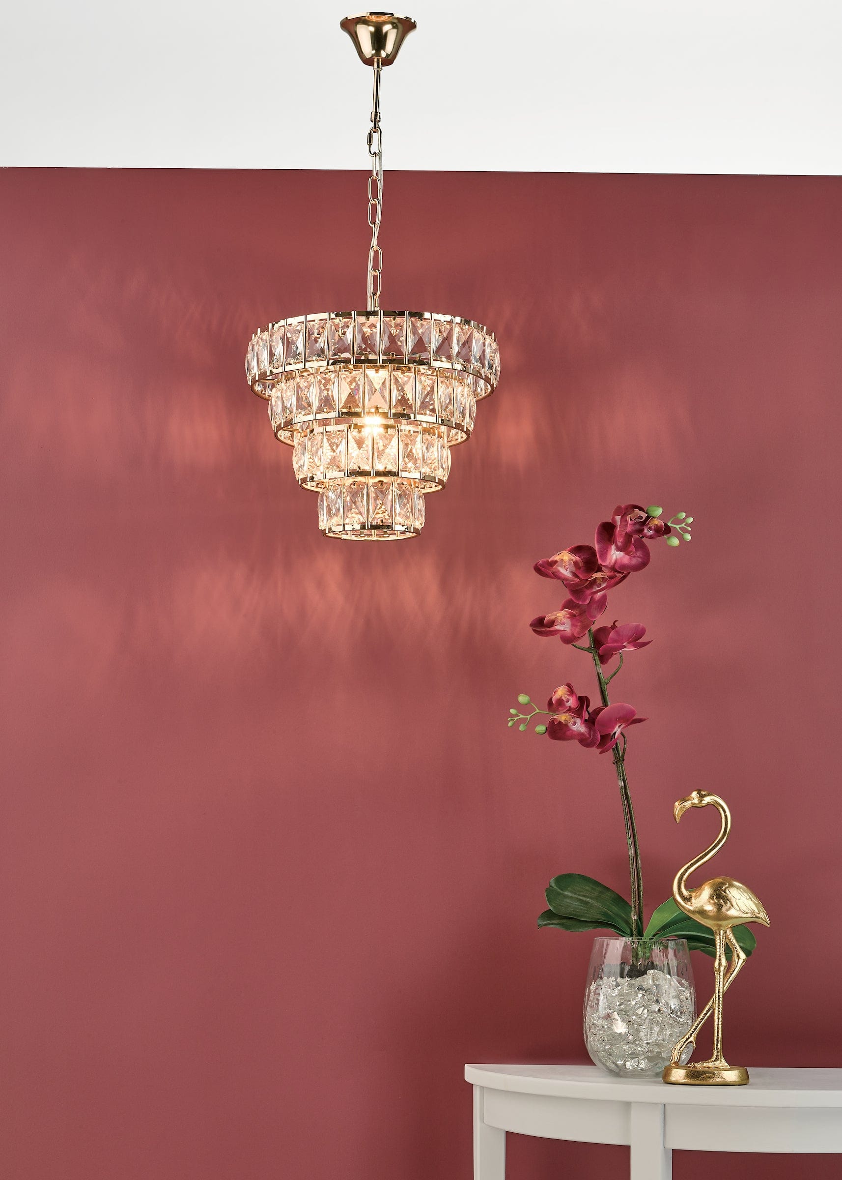 dar lighting Cerys Single Pendant Polished Gold and Crystal CER0135