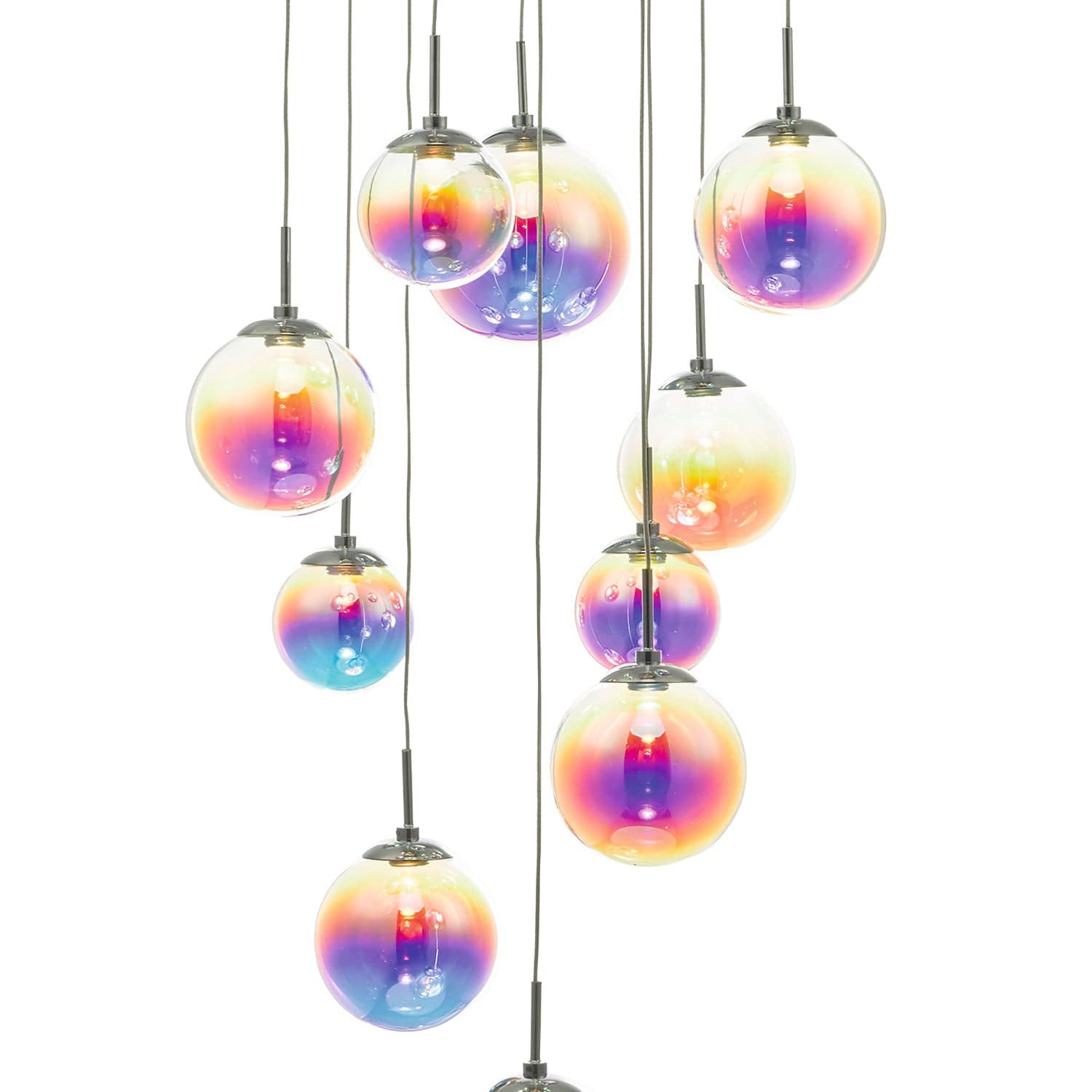 dar lighting Cesario 12 Light Cluster Pendant Polished Chrome Iridised Glass LED CES1250