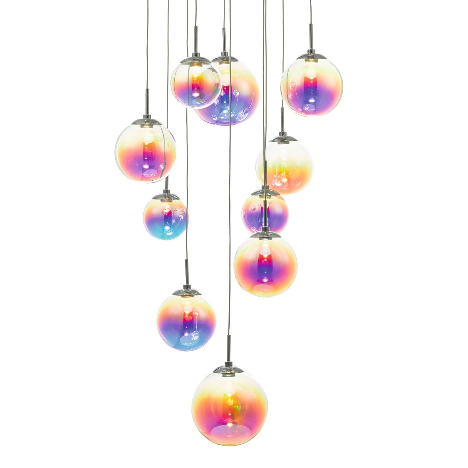 dar lighting Cesario 12 Light Cluster Pendant Polished Chrome Iridised Glass LED CES1250