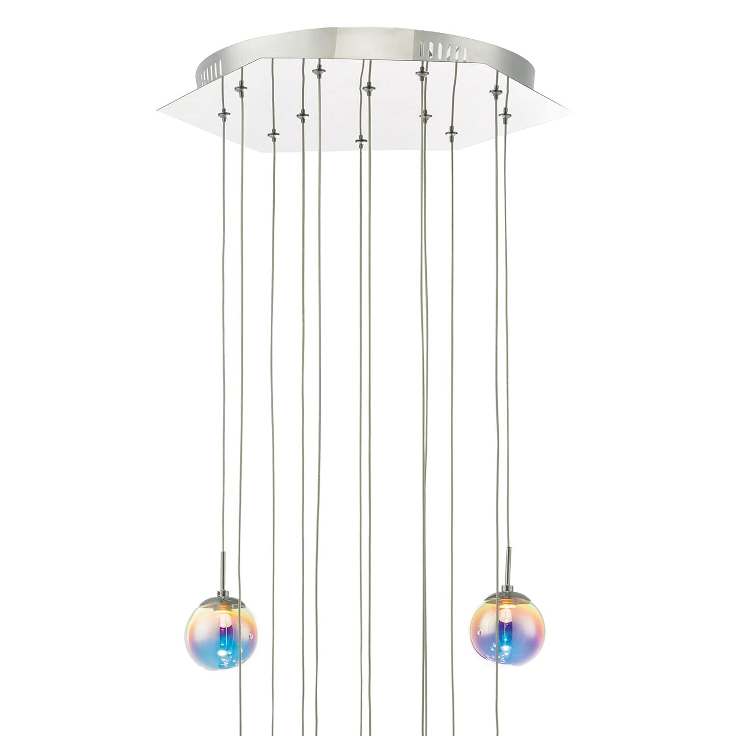 dar lighting Cesario 12 Light Cluster Pendant Polished Chrome Iridised Glass LED CES1250