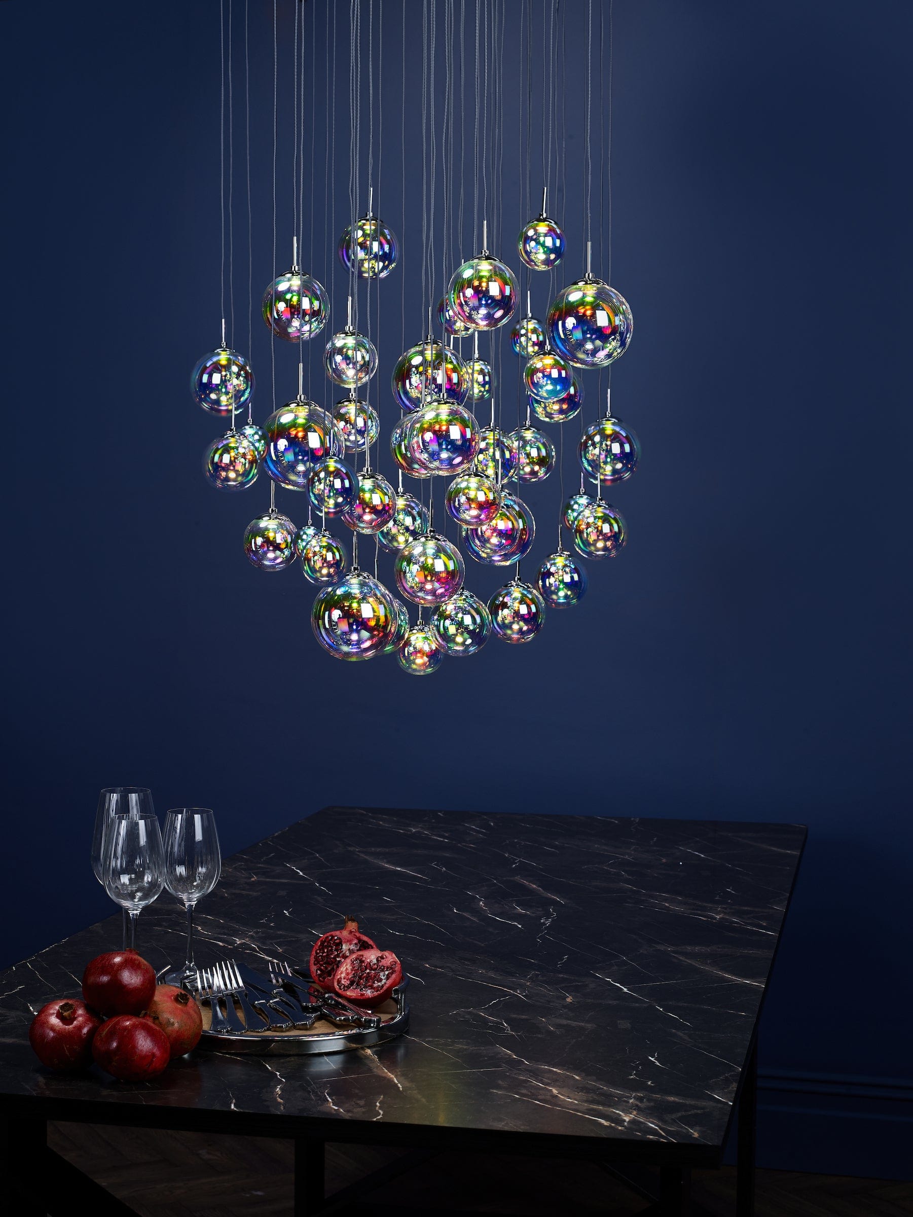 dar lighting Cesario 12 Light Cluster Pendant Polished Chrome Iridised Glass LED CES1250