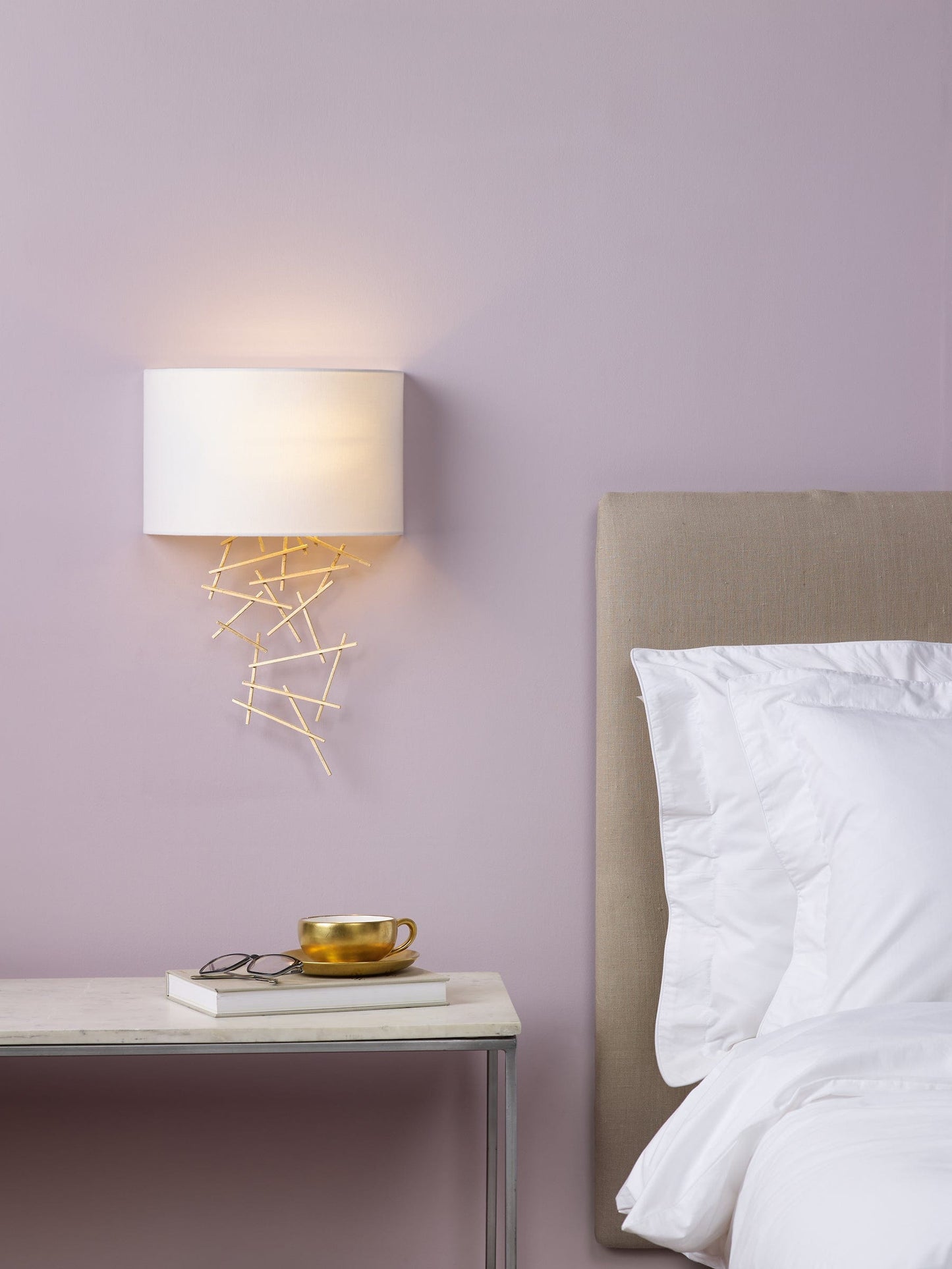 dar lighting Cevero Wall Light Gold With Shade CEV0735