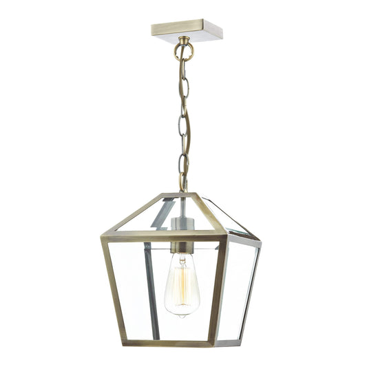 dar lighting Churchill 1 Light Pendant Antique Brass CHU0175