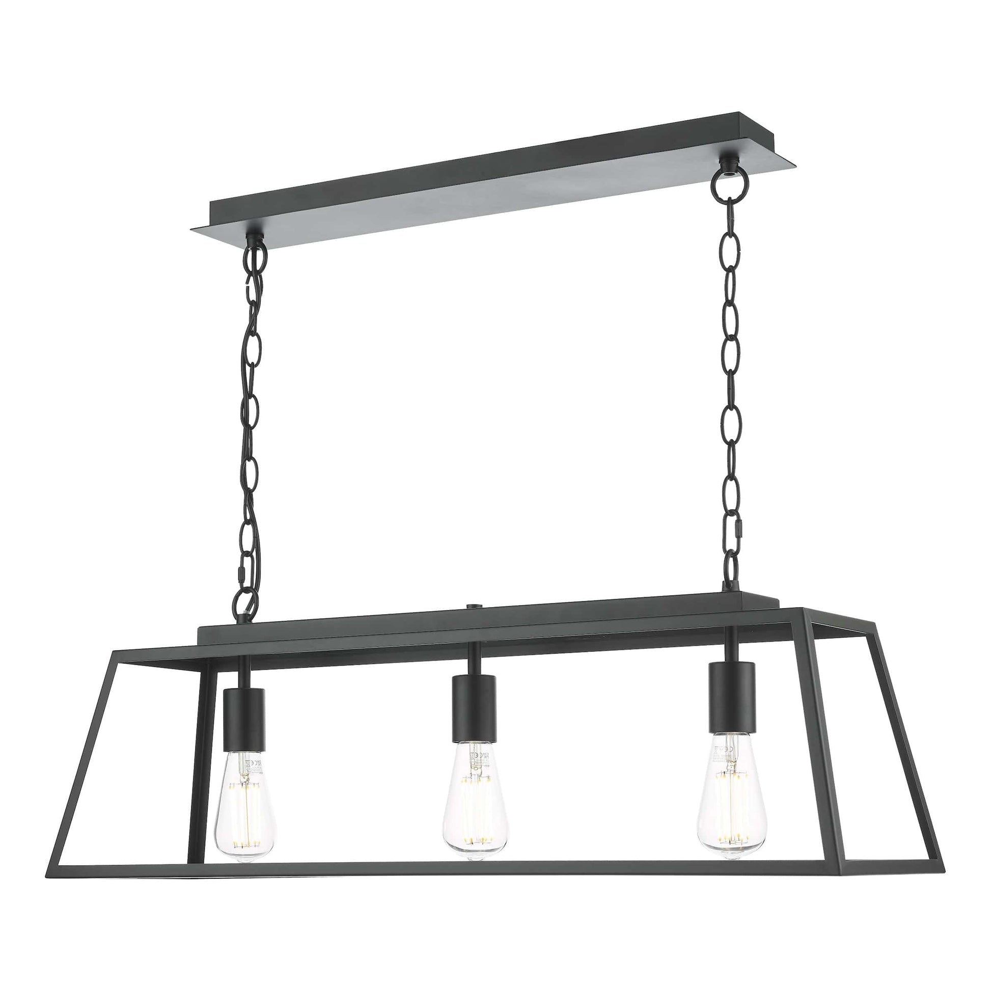 dar lighting Claudia 3 Light Bar Pendant Matt Black CLA0322