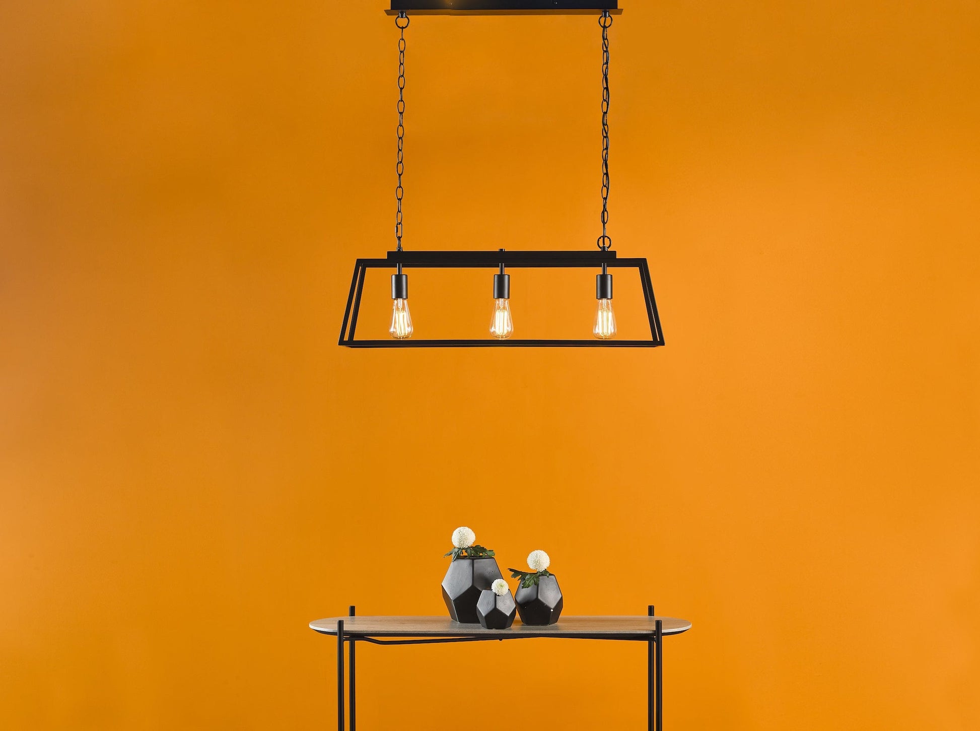 dar lighting Claudia 3 Light Bar Pendant Matt Black CLA0322