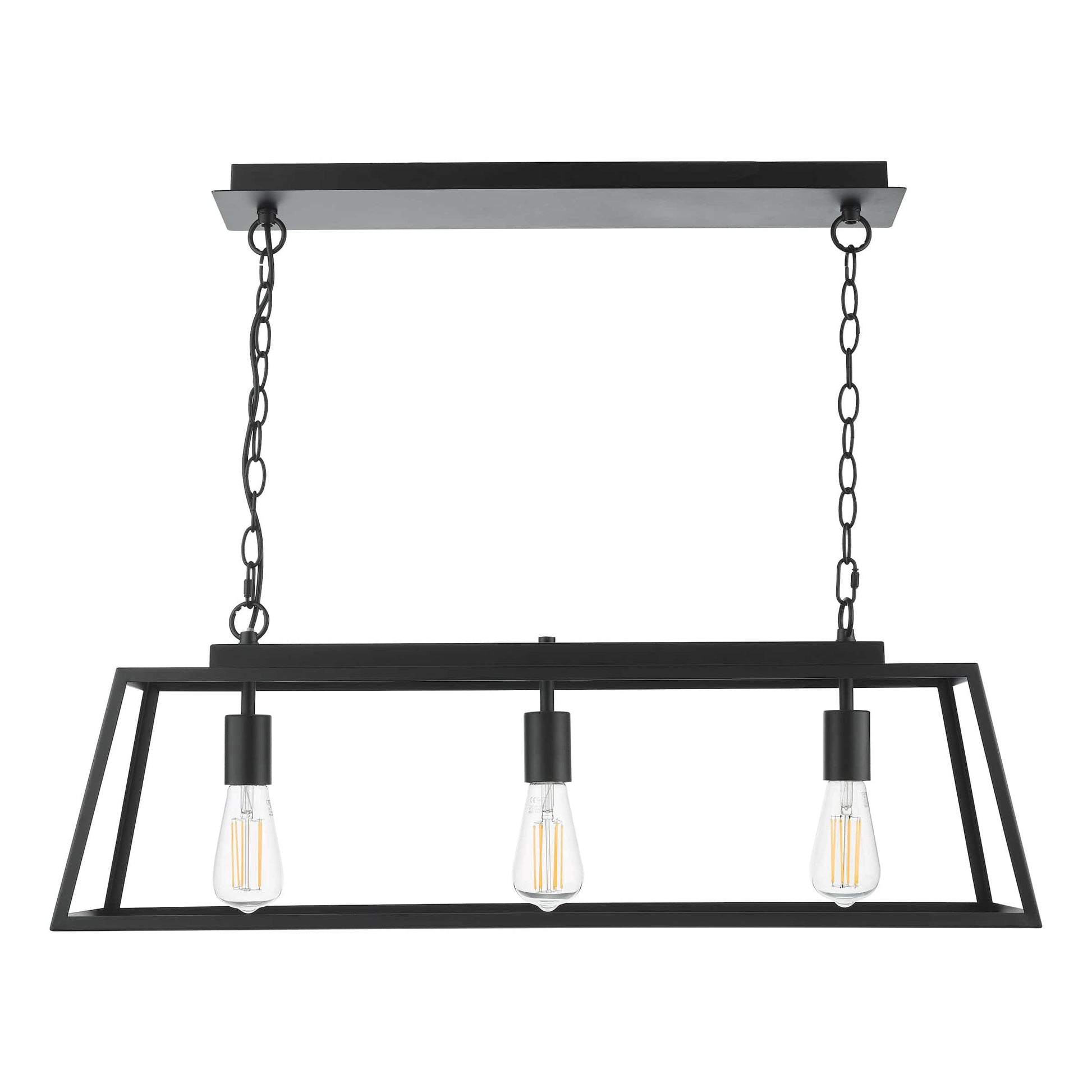 dar lighting Claudia 3 Light Bar Pendant Matt Black CLA0322