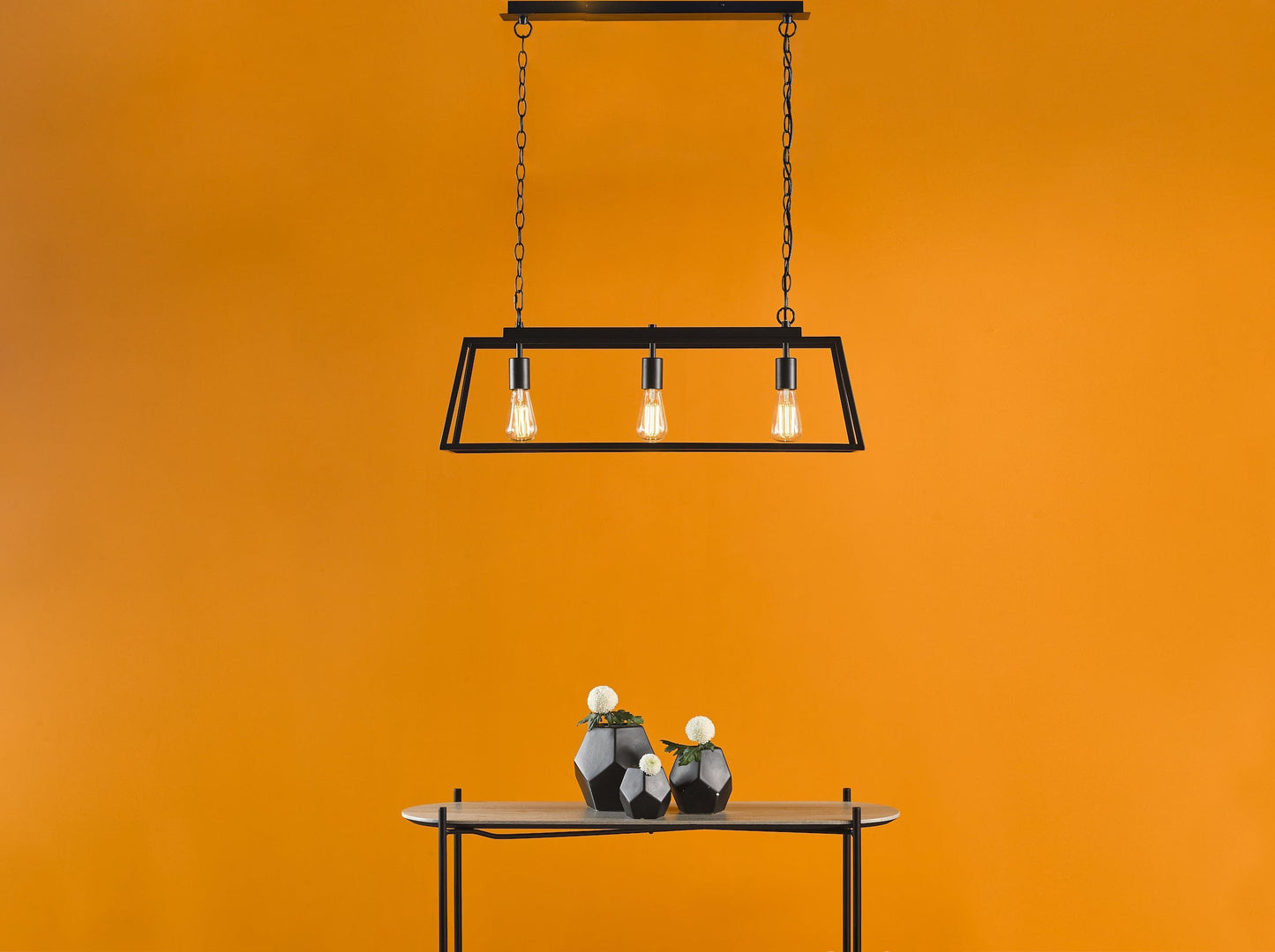 dar lighting Claudia 3 Light Bar Pendant Matt Black CLA0322