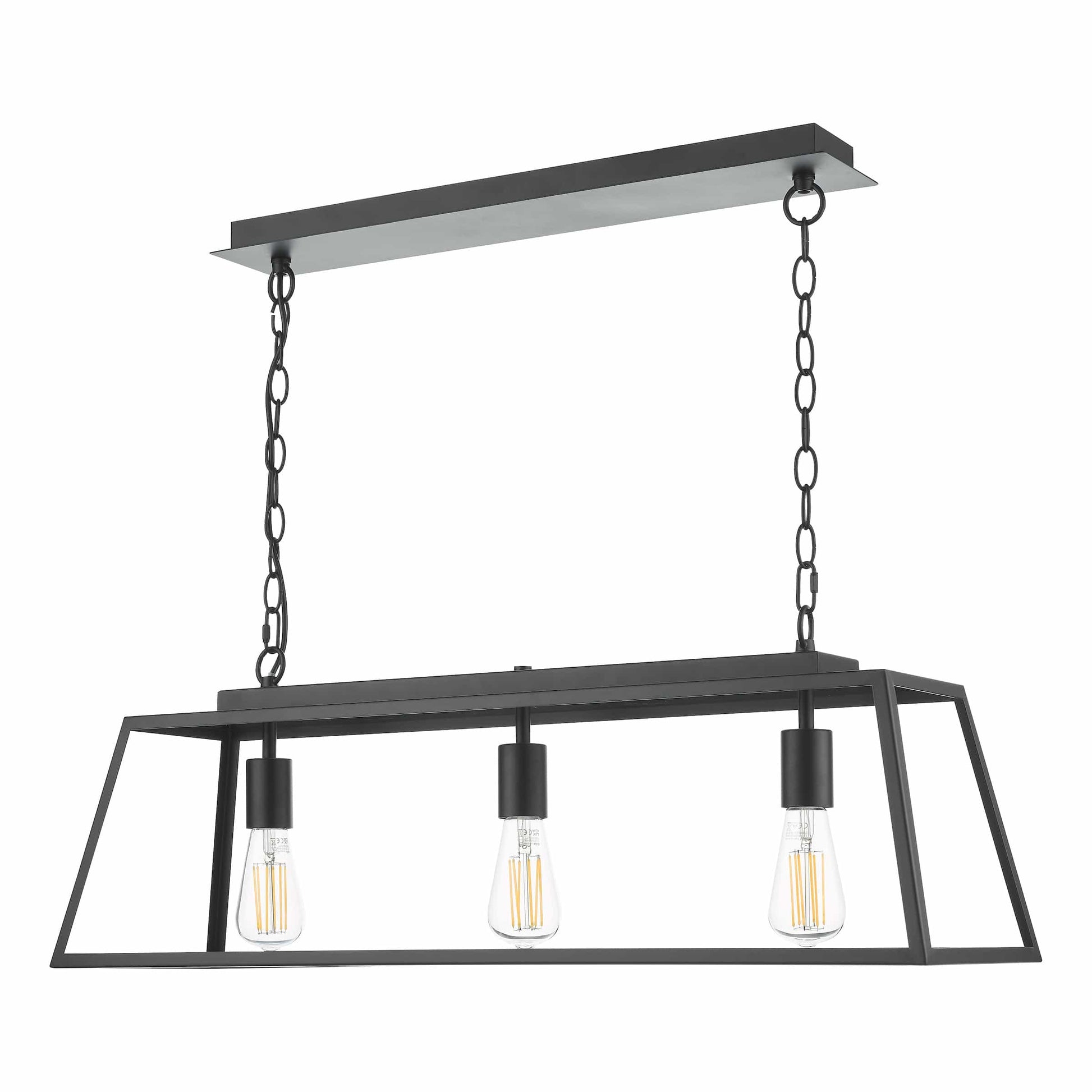 dar lighting Claudia 3 Light Bar Pendant Matt Black CLA0322