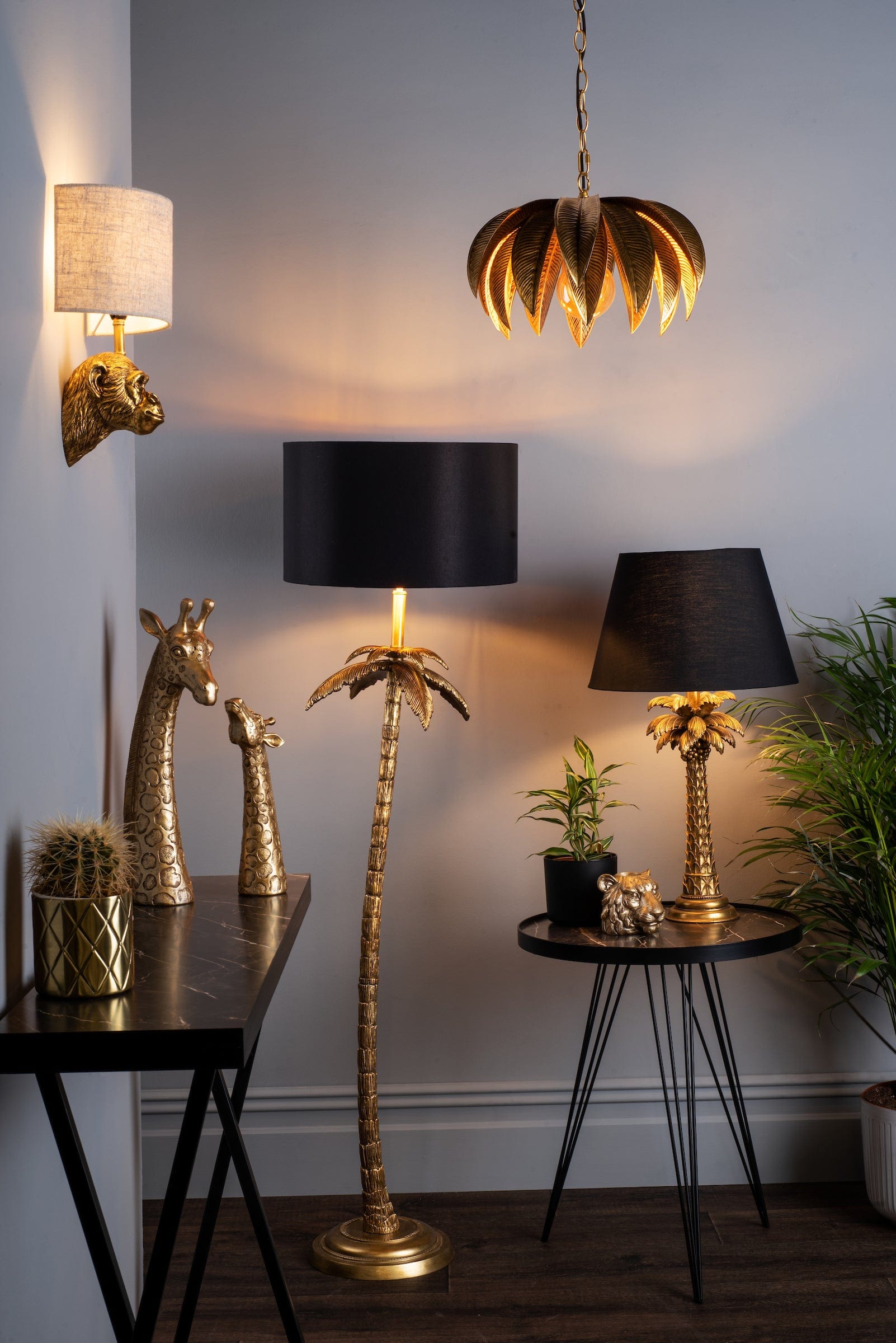 dar lighting Coco Floor Lamp Antique Gold With Shade COC4935