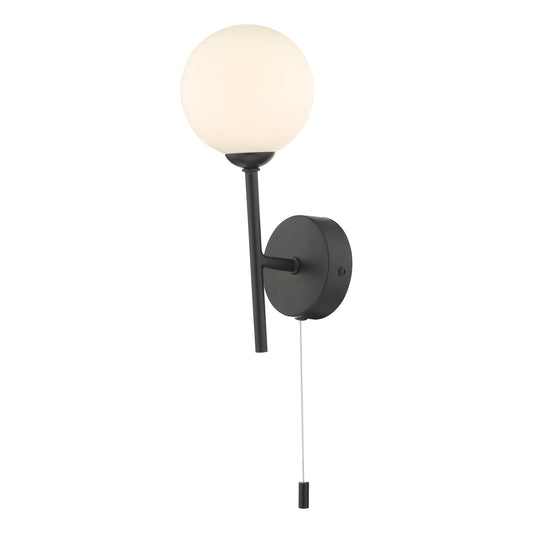 dar lighting Cohen 1 Light Wall Light Matt Black With Opal Glass COH0722-02