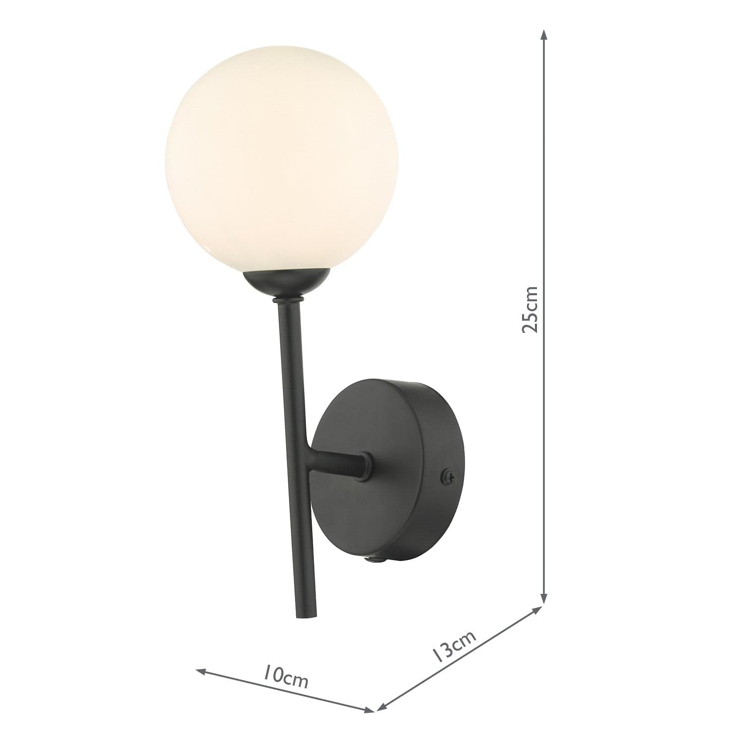 dar lighting Cohen 1 Light Wall Light Matt Black With Opal Glass COH0722-02