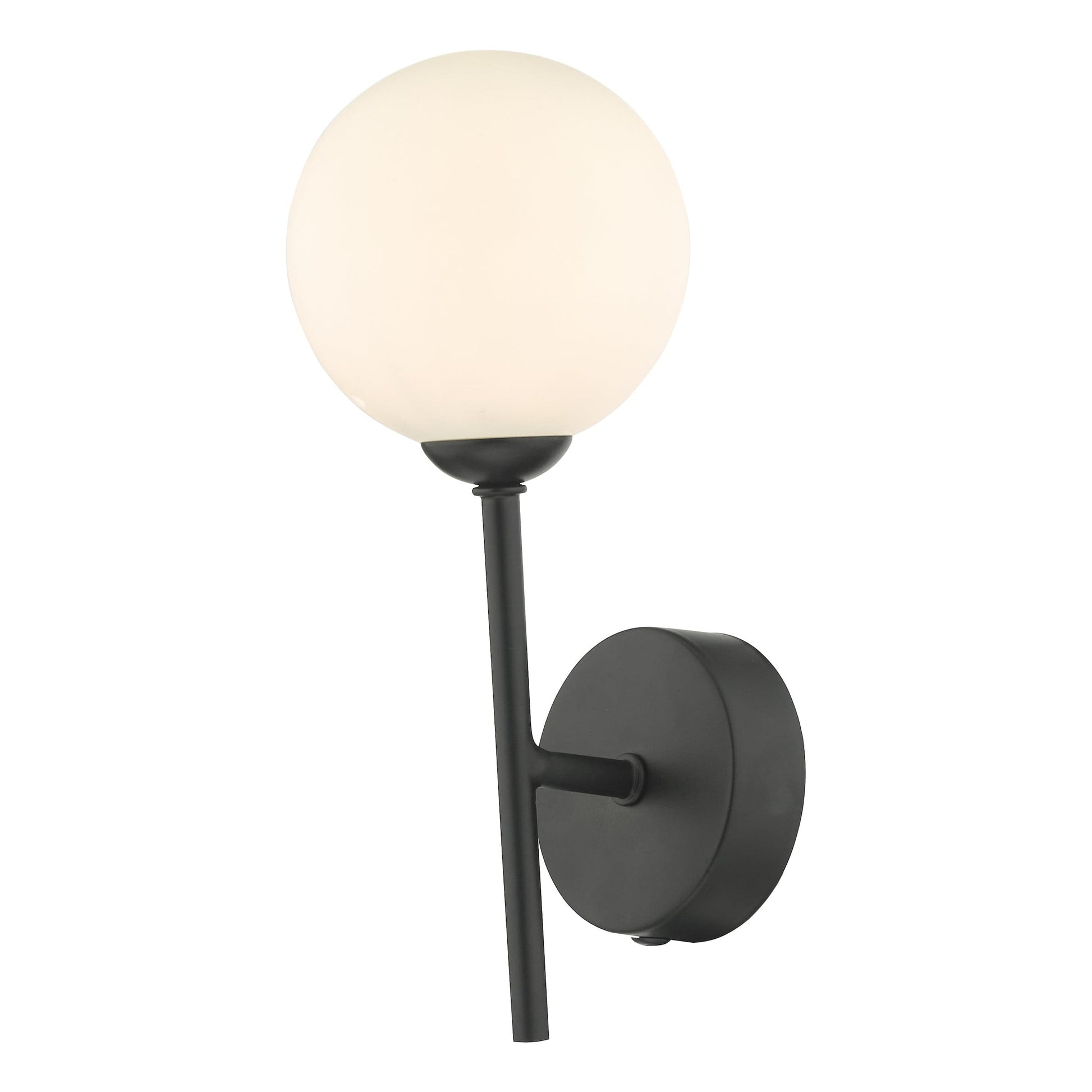 dar lighting Cohen 1 Light Wall Light Matt Black With Opal Glass COH0722-02