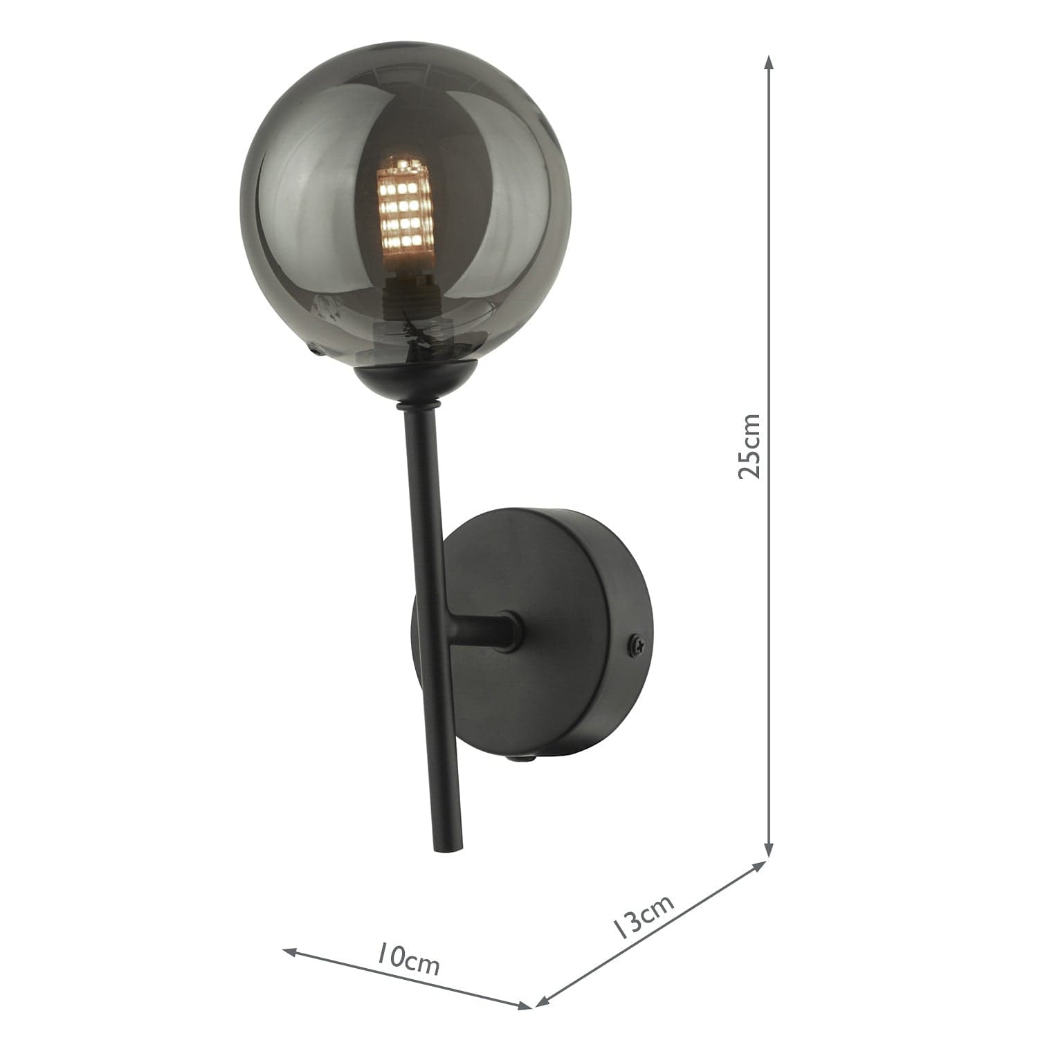 dar lighting Cohen 1 Light Wall Light Matt Black With Smoked Glass COH0722-01