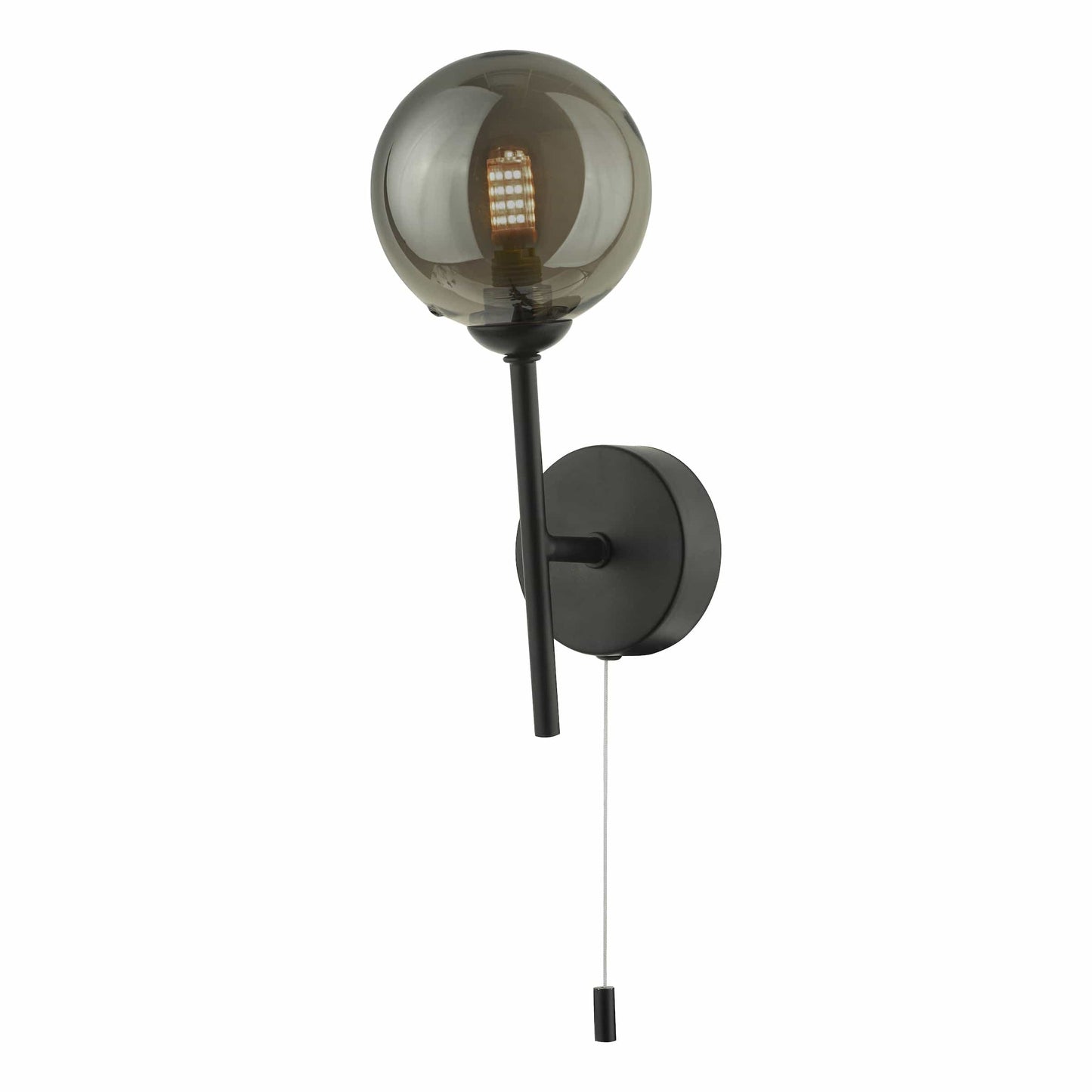 dar lighting Cohen 1 Light Wall Light Matt Black With Smoked Glass COH0722-01