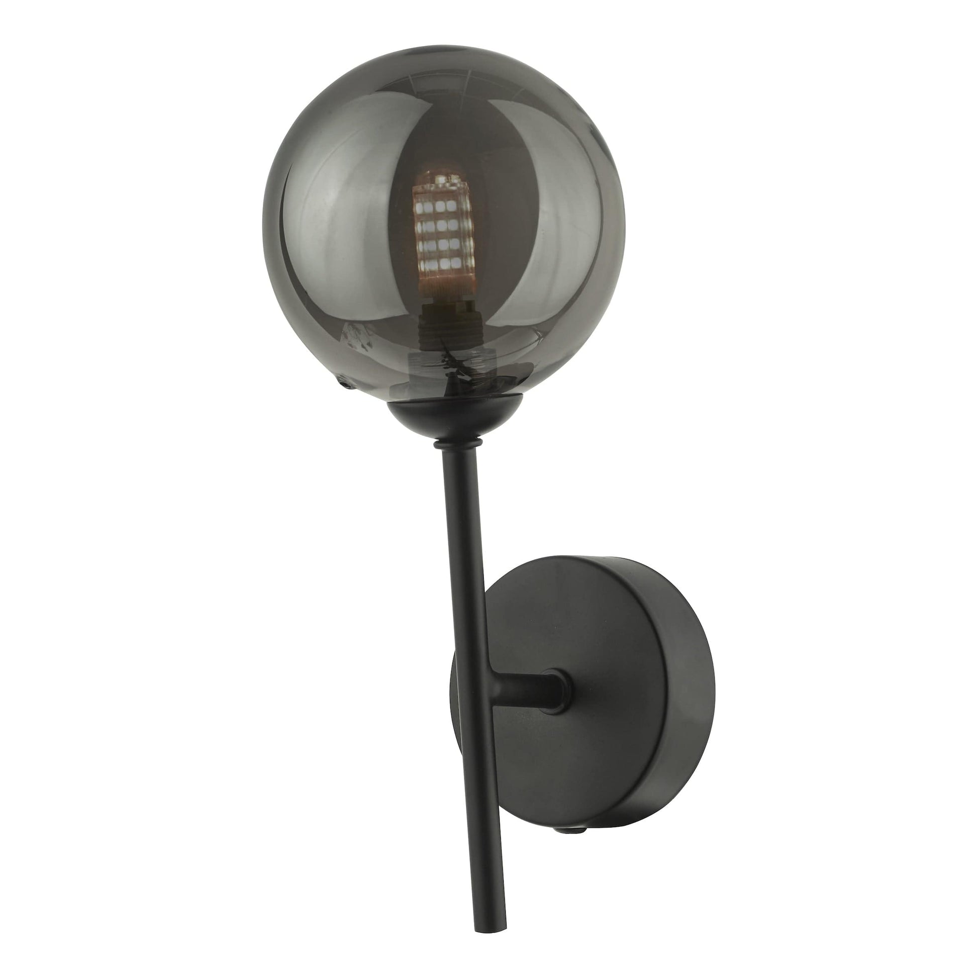 dar lighting Cohen 1 Light Wall Light Matt Black With Smoked Glass COH0722-01